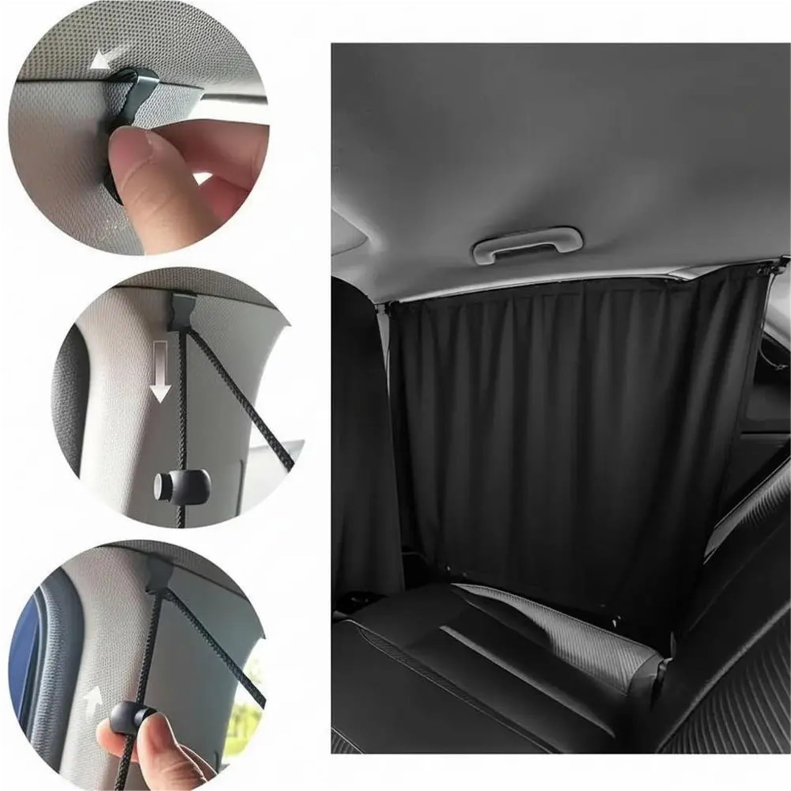 Rideaux de Séparation Voiture Ensemble de Rideaux séparateurs confidentialité for Voiture, 4 pièces, Pare-Soleil fenêtre occultants Amovibles for siège arrière, Sieste Voyage et Camping(Color 1)