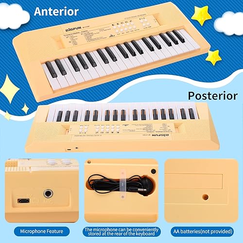 Miniatura 10 de Teclado de piano para niños, teclado de música portátil de 37 teclas, aprendizaje temprano, música electrónica, instrumento de piano para niños y