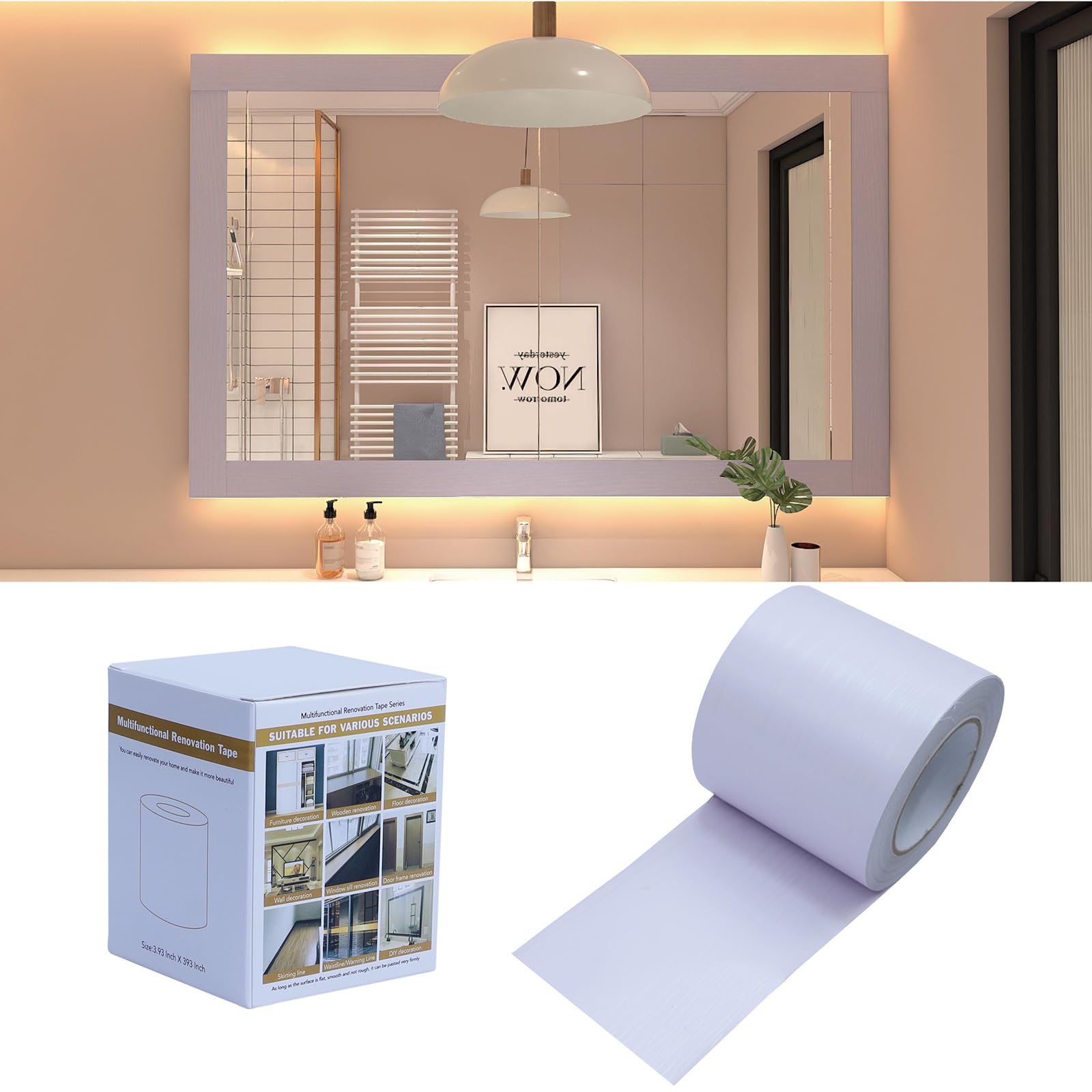FEILAYS Wood Grain Stickers, Repair Holes in the Floor, Repair Wooden Doors with Decorative Strips, Waterproof Window Sills