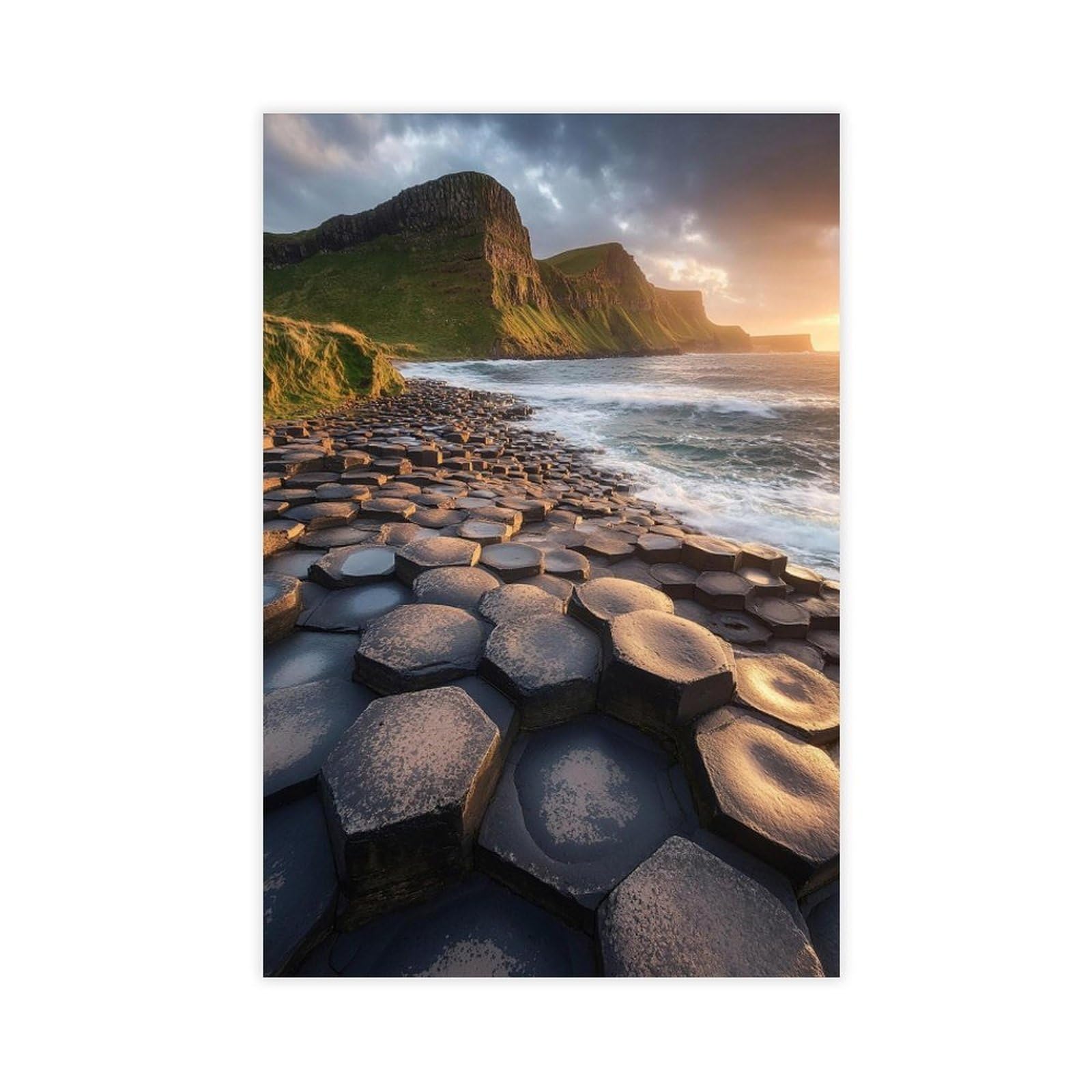 Oquajk Giant's Causeway Canvas Poster Bedroom Decor Landscape Office Room Decor Gift 08X12inch(20X30cm)