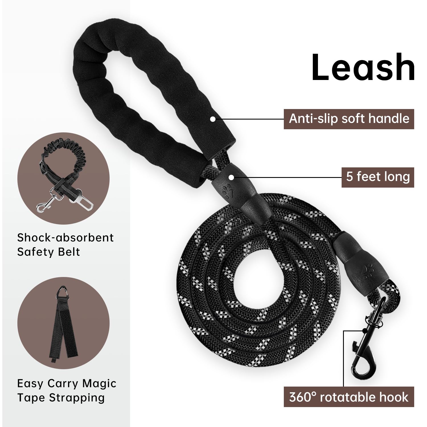IVY&LANE Arnés sin tirones con correa para perro, chaleco reflectante sin estrangulamiento para mascotas, arnés ajustable Oxford de chaleco con asa de fácil control para perros pequeños (marrón