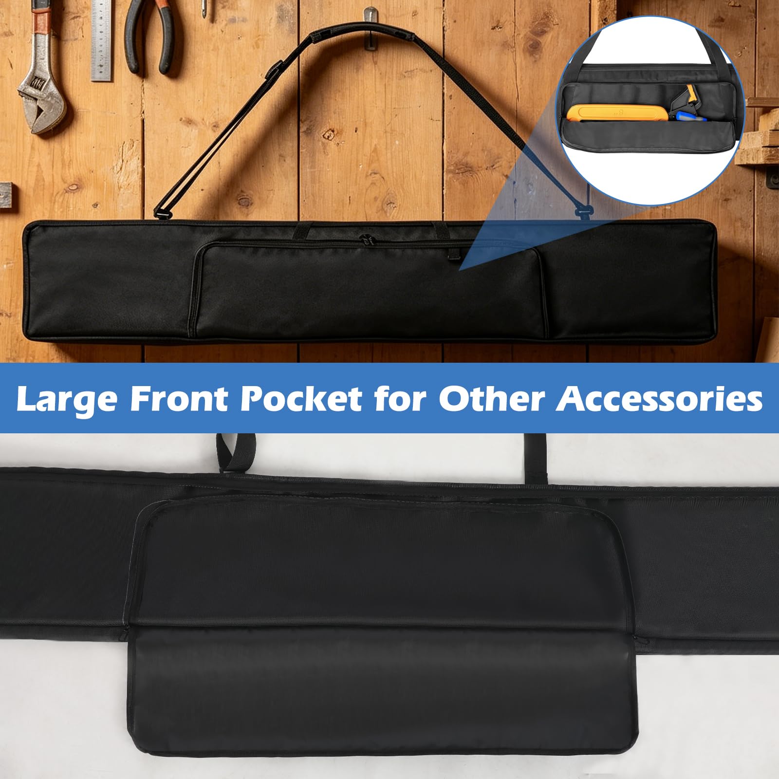 Sac professionnel pour rails de guidage, 155 cm, sac de rail de guidage pour jusqu'à 2 rails, sac à outils Oxford 1680D, compatible avec Bosch, Makita et Festool