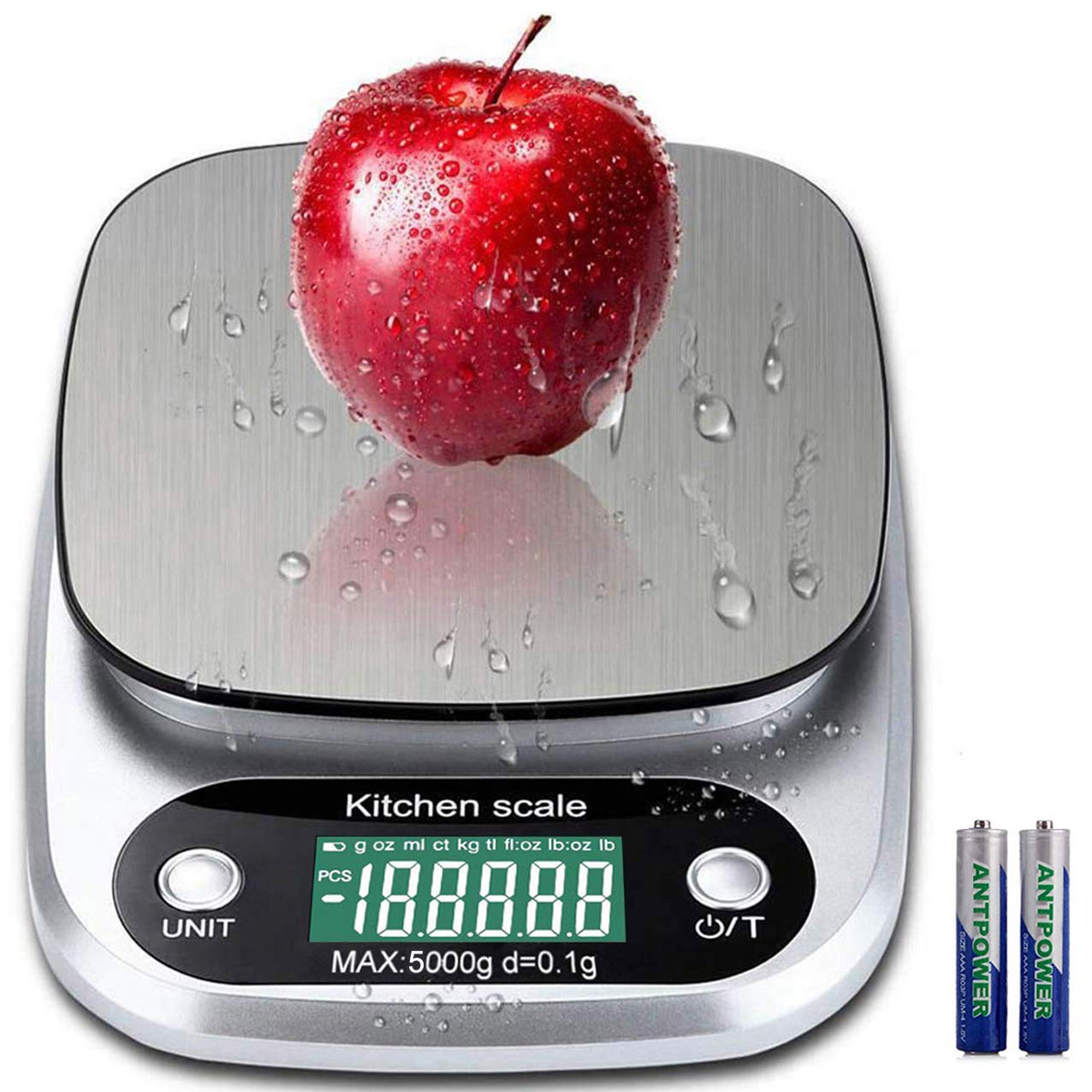 Amazon.com: 5000g Kitchen Scale 0.1g 11lb Digital Food Weight Scale Tare Function g/ oz/ ml/ ct ...