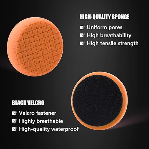 Miniatura 44 de Almohadilla amarilla de corte medio, almohadillas de pulido SPTA 3 piezas de cara de 6.5 pulgadas para placa de respaldo de 6 pulgadas, almohadillas