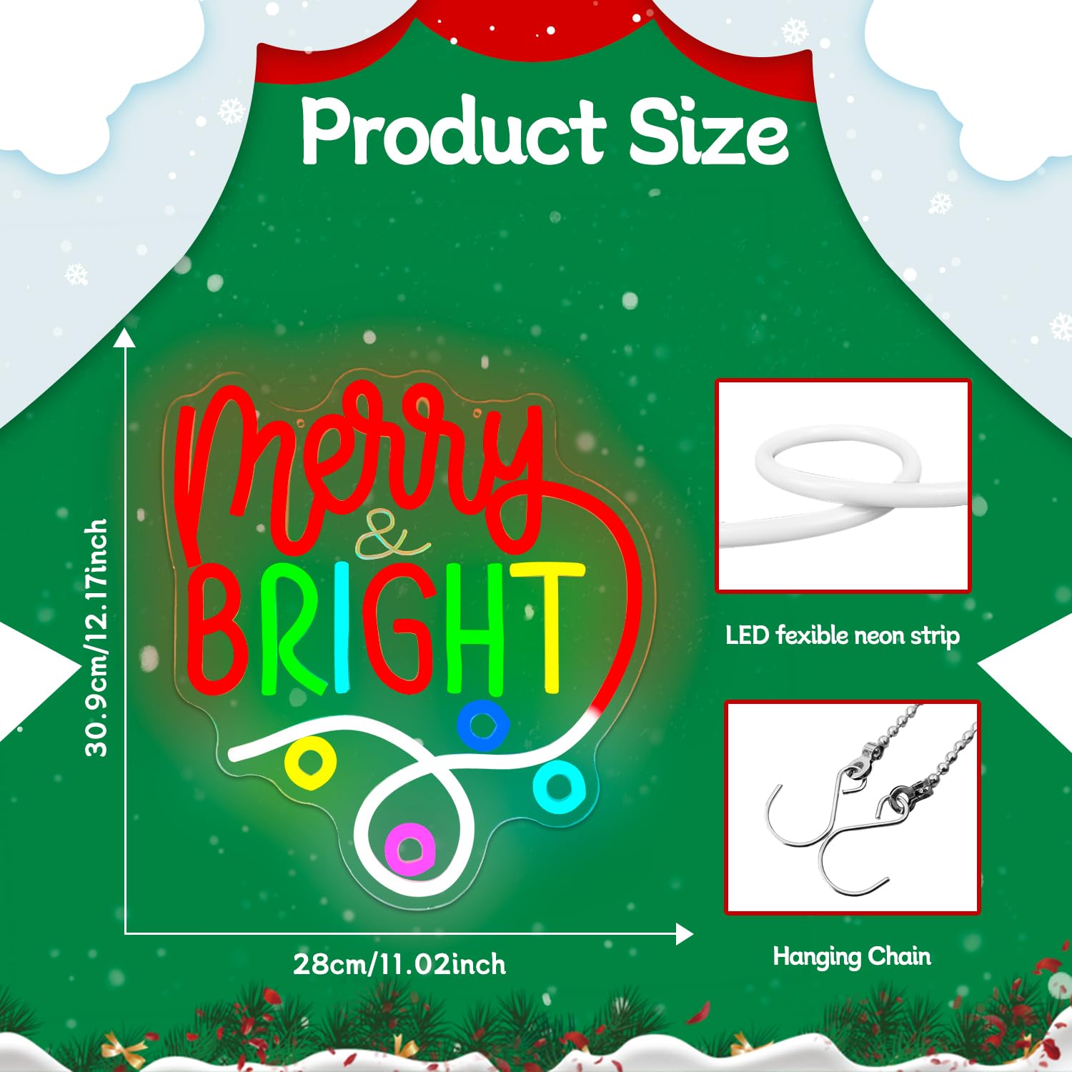 Letrero de neón de Navidad para decoración de pared, luz de neón regulable LED brillante para decoración de Navidad, letrero iluminado para regalos