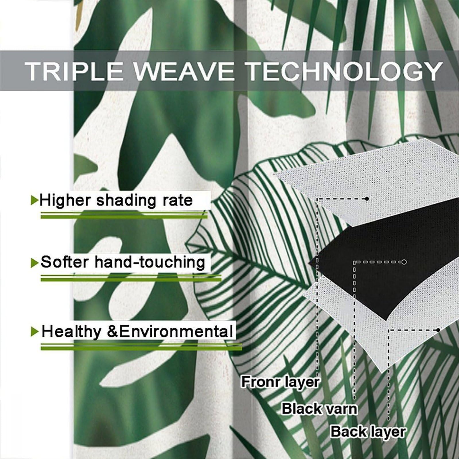 Cortinas Opacas De Hojas Verdes, Plantas Tropicales De Selva, Hojas, Ipresión Artística Para