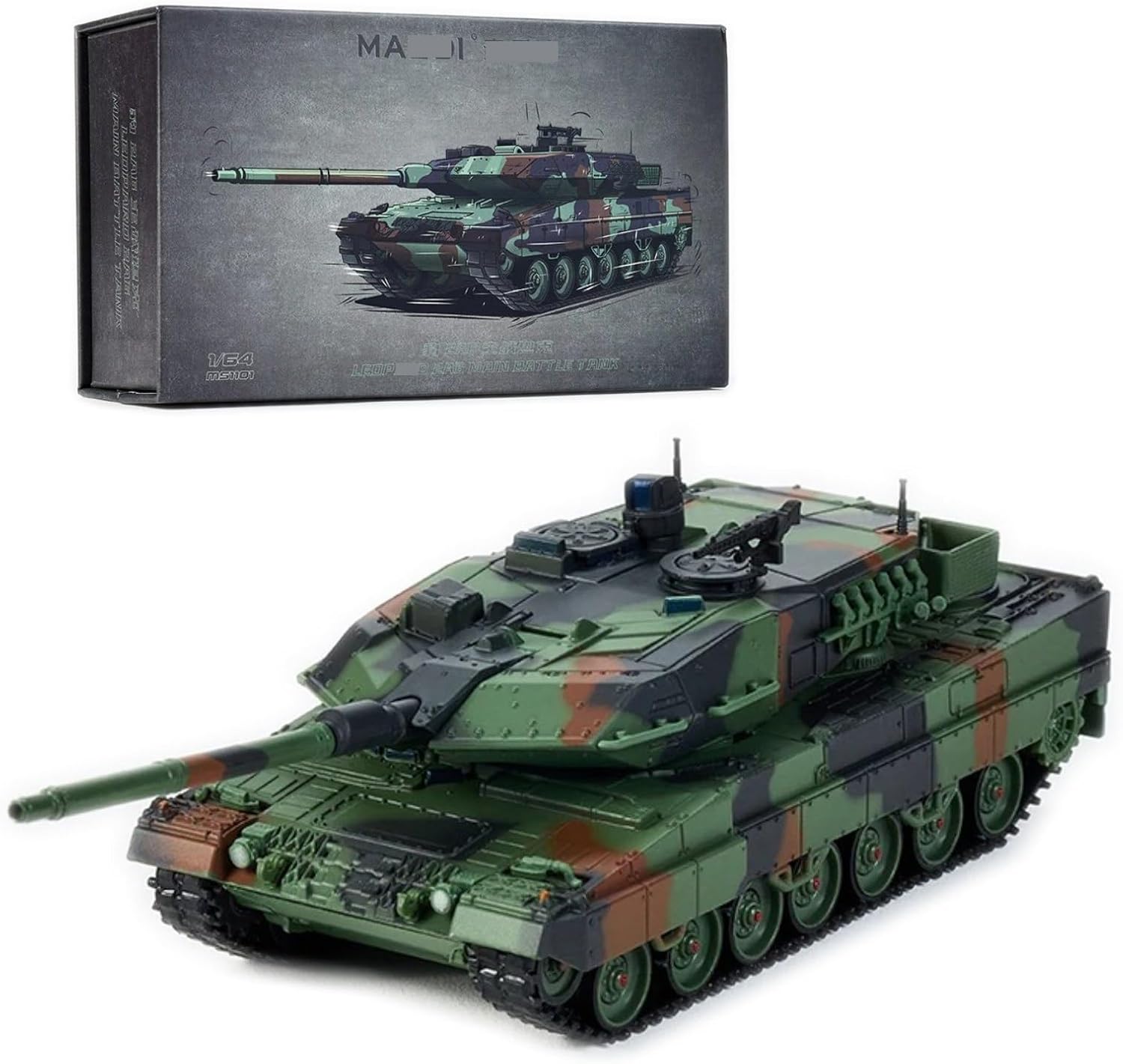 HTLNUZD 1/64 2A6 Main Battle Alloy Military Armored Vehicle Model for Leopard 2A6 Car Static Decoration Collectibles Gift