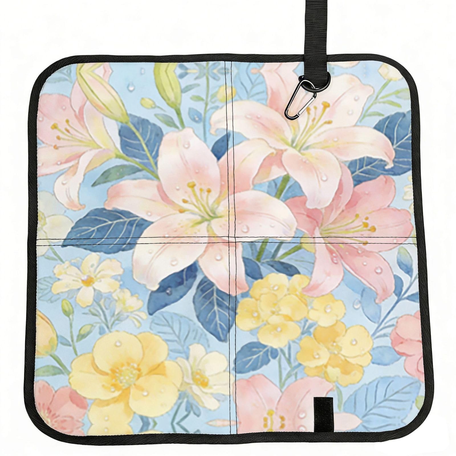 DUYIOKH Sunny Bouquet Print Foldable Portable Seat Cushion for World Cup Games, Camping and Outdoor Activities
