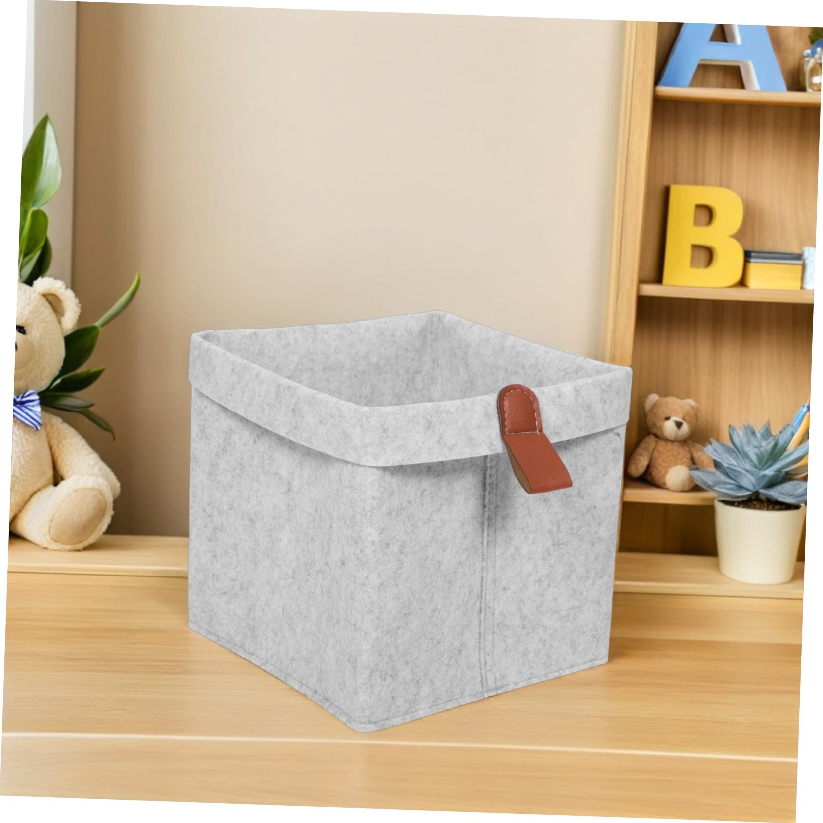 Levemolo 6 Stück Faltbare Filz aufbewahrungsboxen mit Griff Platzsparende Würfelkörbe für Schrank Büro Kinderzimmer Organizer für Kleidung Bücher Regale Hellgrau