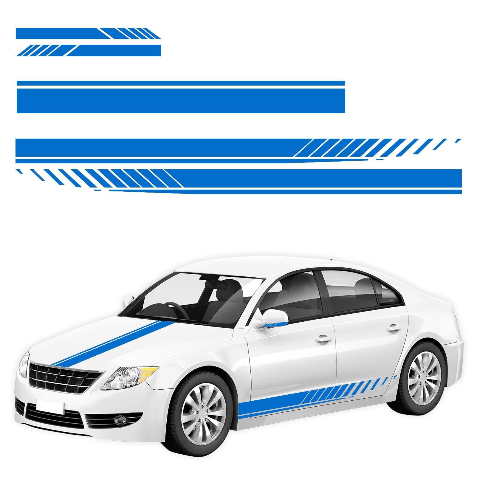 Vagcars Blue 5Pcs Car Hood Stripe Sticker,Racing Decal Stickers For Auto Body Side,Self-Adhesive Car Stickers With Squeegees,Universal Modified Stripe Decal Decoration For Vehicles Skirt Roof Hood Bumper (Blue)