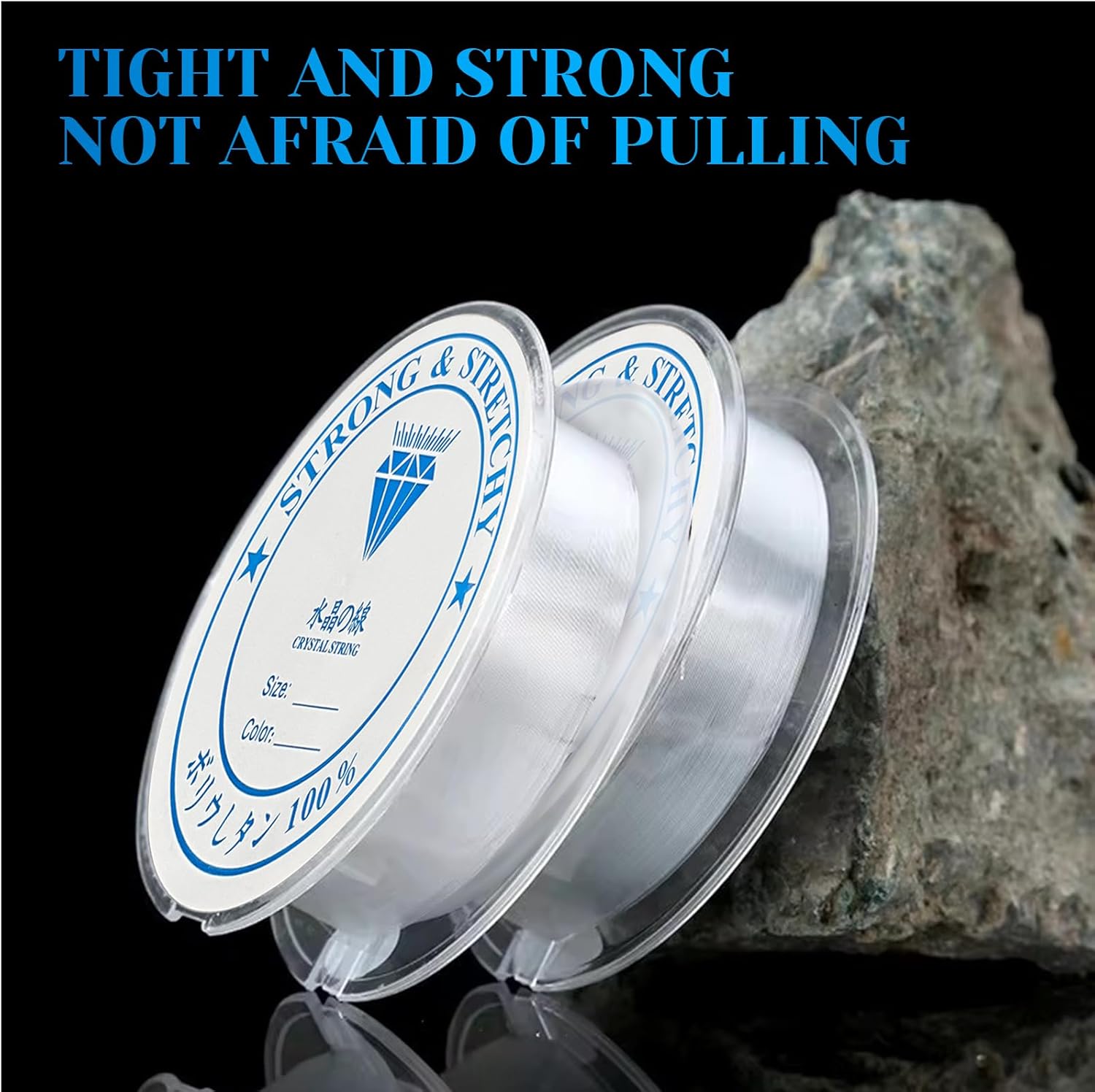 4 x Transparent Elastic Thread for Bracelets, Transparent Elastic Bracelet with Bead Needle, for Making Bracelets, Jewellery Beads, Necklaces Crafts (0.4 mm, 0.6 mm, 0.8 mm, 1 mm)