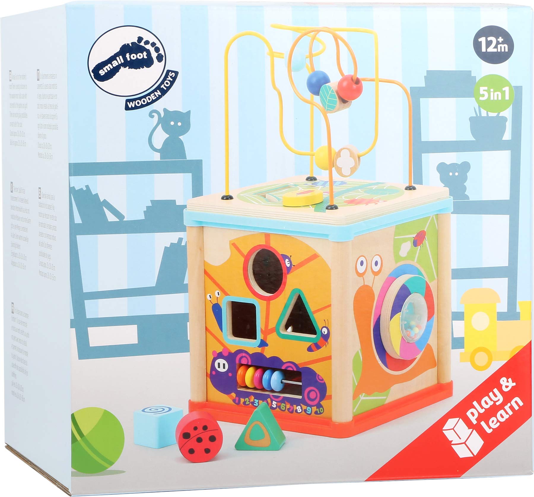 Small Foot- Animale Dado Motorio con Un Divertimento Multifunzionale su 5 Lati, Multicolore, 20 x 20 x 20 centimtres, 10622