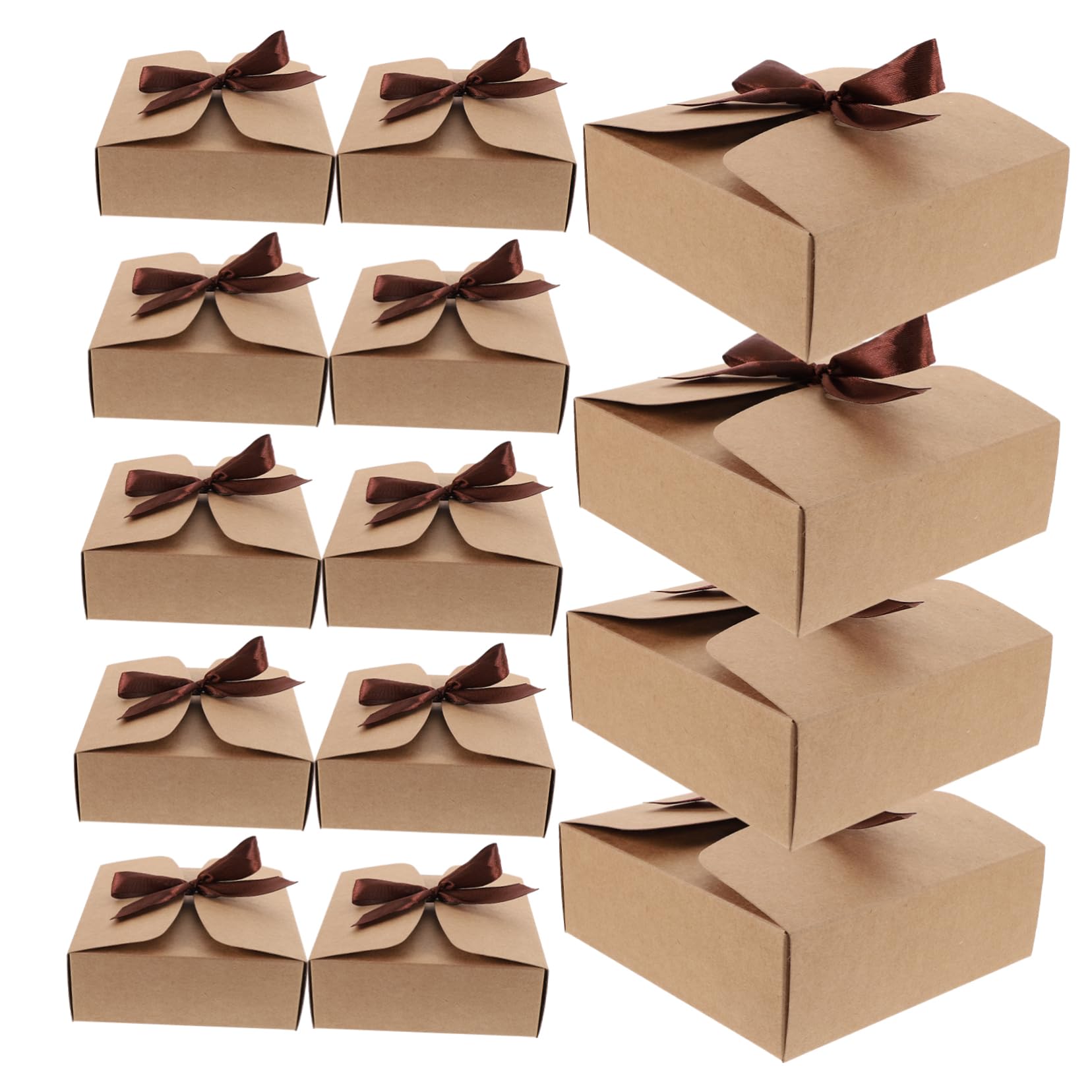 Mobestech Scatole Multifunzionali in Carta Kraft 20 Pezzi 14x14x5 Cm, Scatole Portatili per Imballaggio Regalo e Bomboniere, Contenitori Decorativi per Matrimoni, Proposte Damigelle
