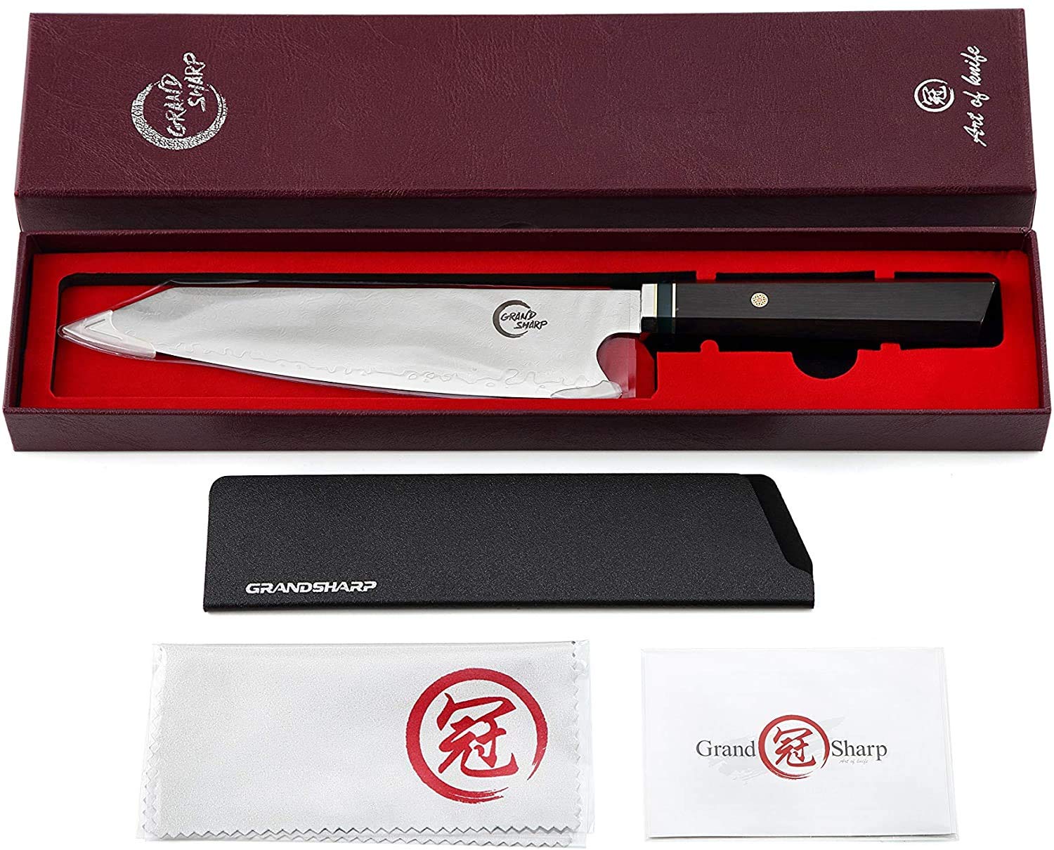 Amazon｜Grandsharp 切付型（剣型）包丁 210mm ダマスカス 三徳包丁
