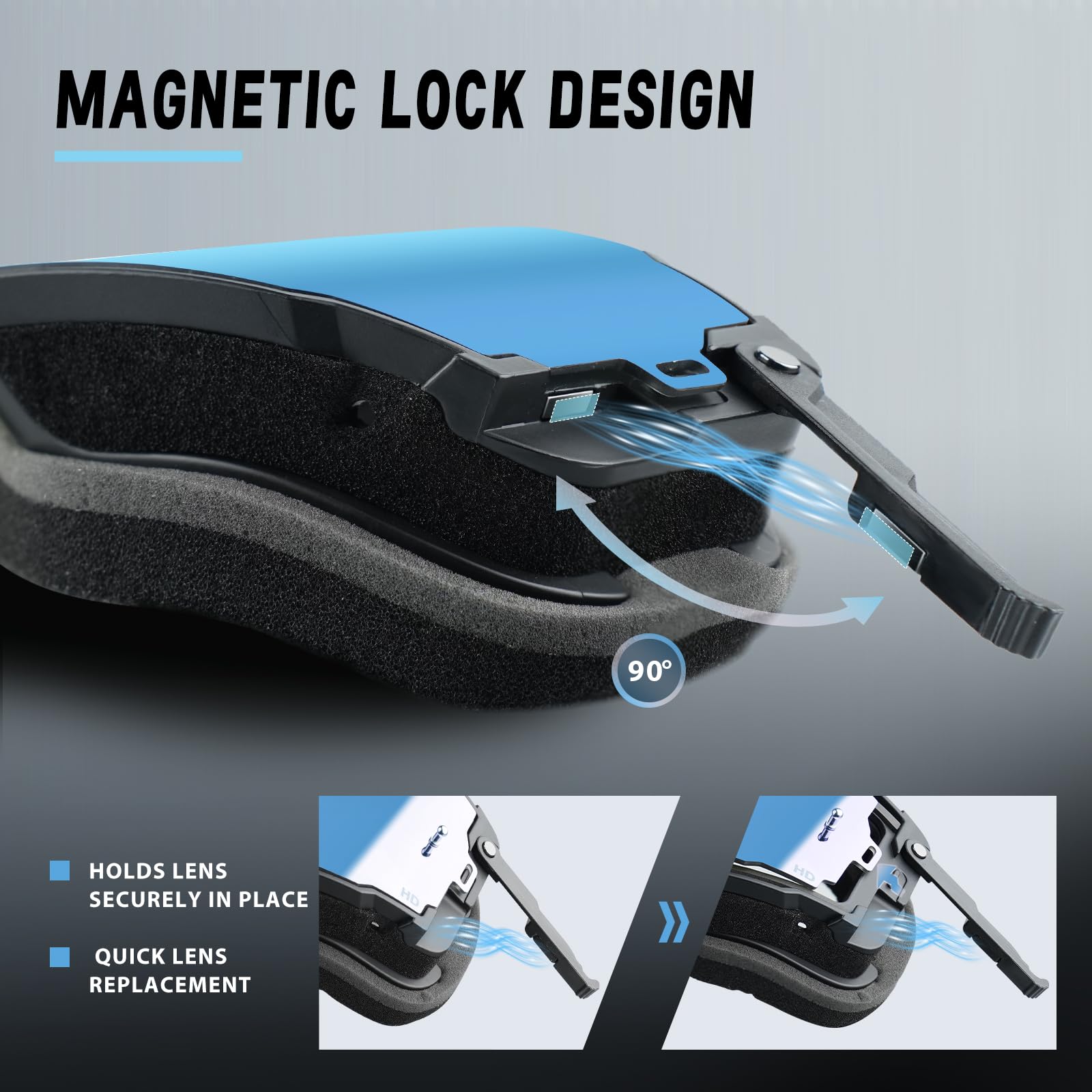 Austauschbare magnetische Ersatzgläser, Design für AMX10 Brillen, beschlagfrei, UV-Schutz, kratzfest