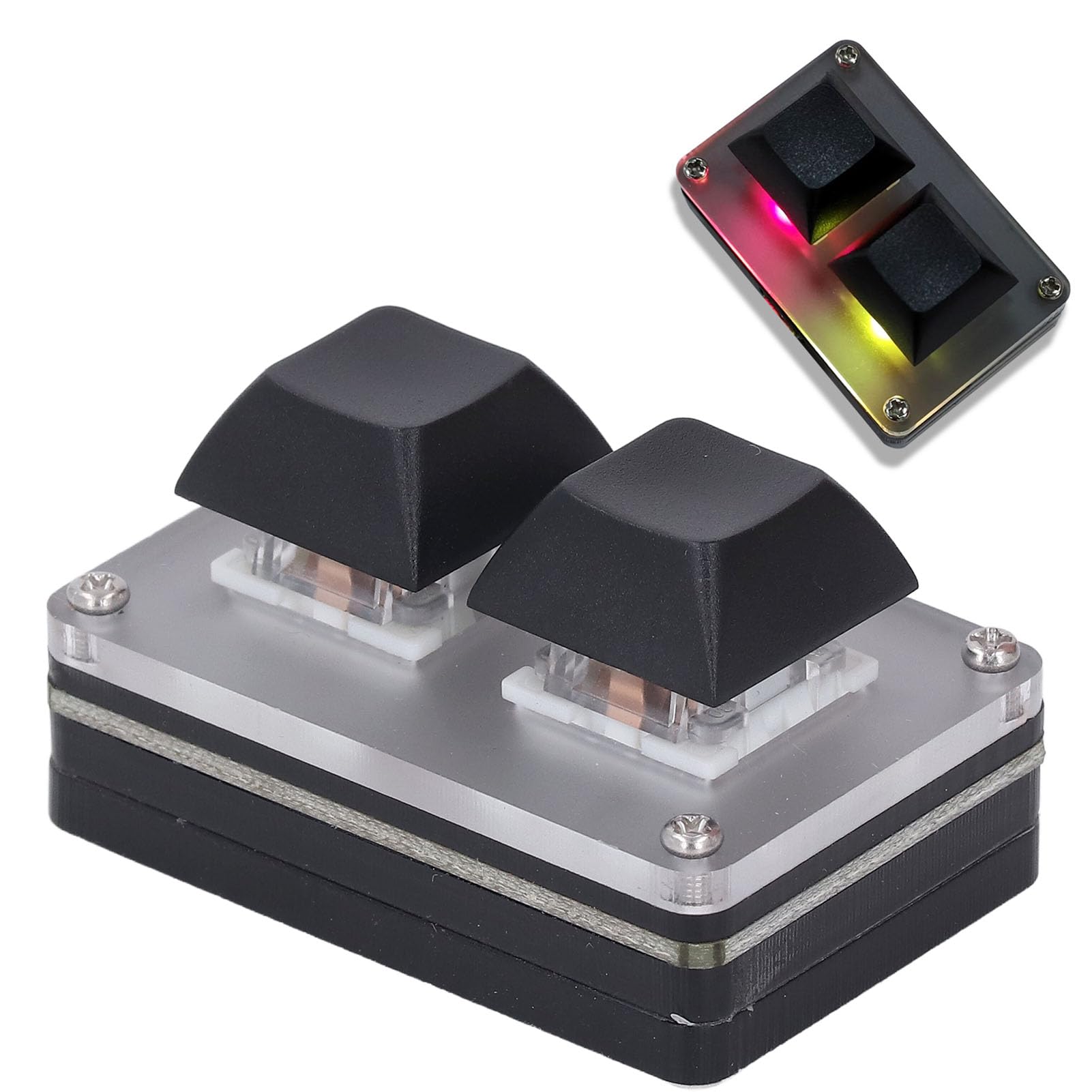 gernie2 Key Keyboard, Wired Mini Smart Programmable Shortcut Key Copy Paste Cut Keypad with RGB Backlit for Macros, Plug and Play, Compact Swappable Keys for Accounting Working