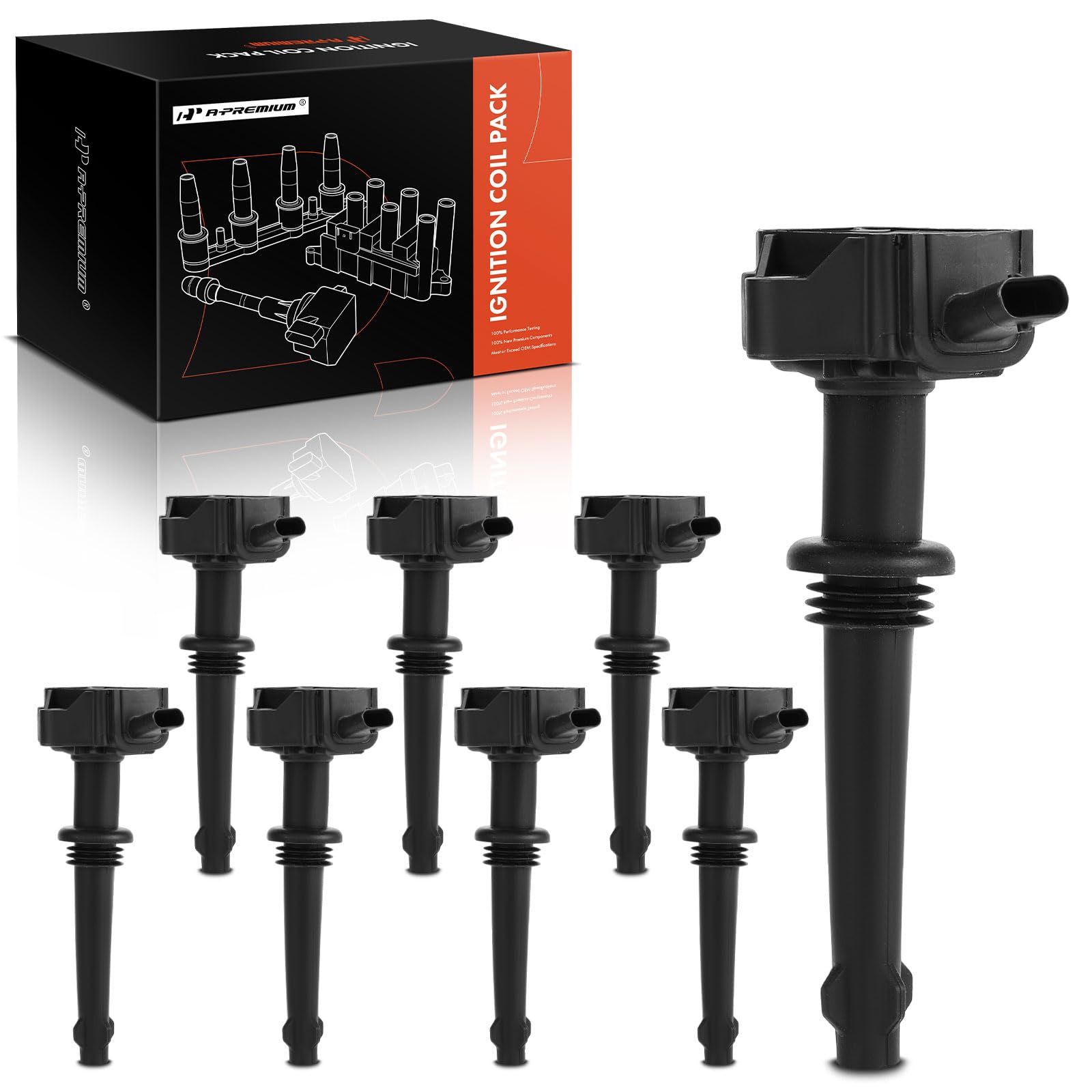 A-Premium Engine Ignition Coil Packs Compatible with Jaguar XF XJ XK XK XKR XKR Land Rover Range Rover 2010-2012 LR4 Range Rover Sport 2010-2013 V8 5.0L 8-PC Set