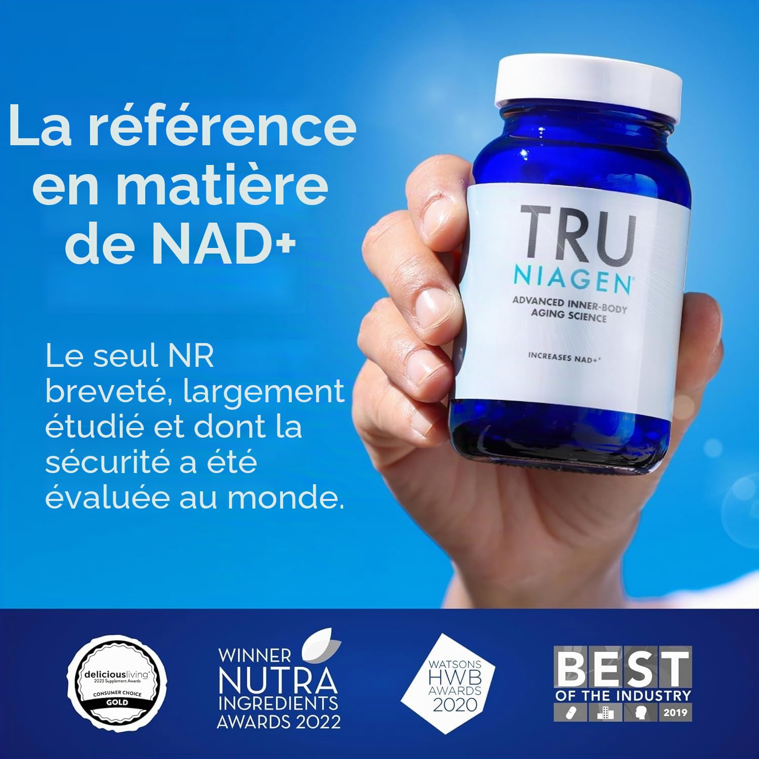 TRU NIAGEN Suppléments de NAD+ pour réduire l'épuisement et la fatigue, formule brevetée nicotinamide riboside NR (30 portions (1 x 30))