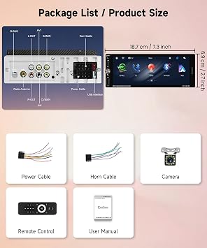 Single Din Car Stereo 6.9 IPS Touchscreen Radio