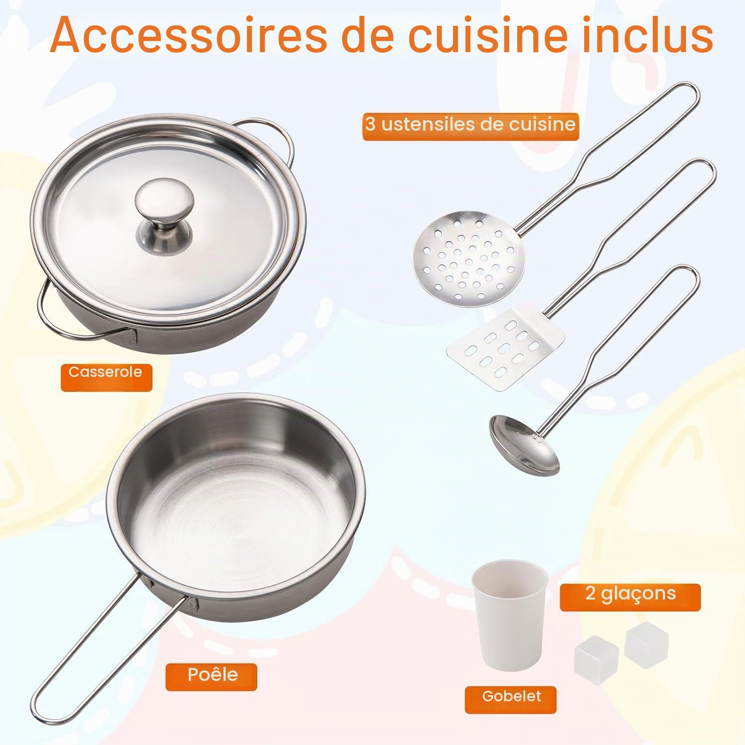 FANTASK Cuisine en Bois pour Enfants à partir de 3 Ans, Cuisine en Bois avec lumière et Son, Cuisine de Jeu avec cuisinière, Machine à Laver, Four, Micro-Ondes, ustensiles de Cuisine