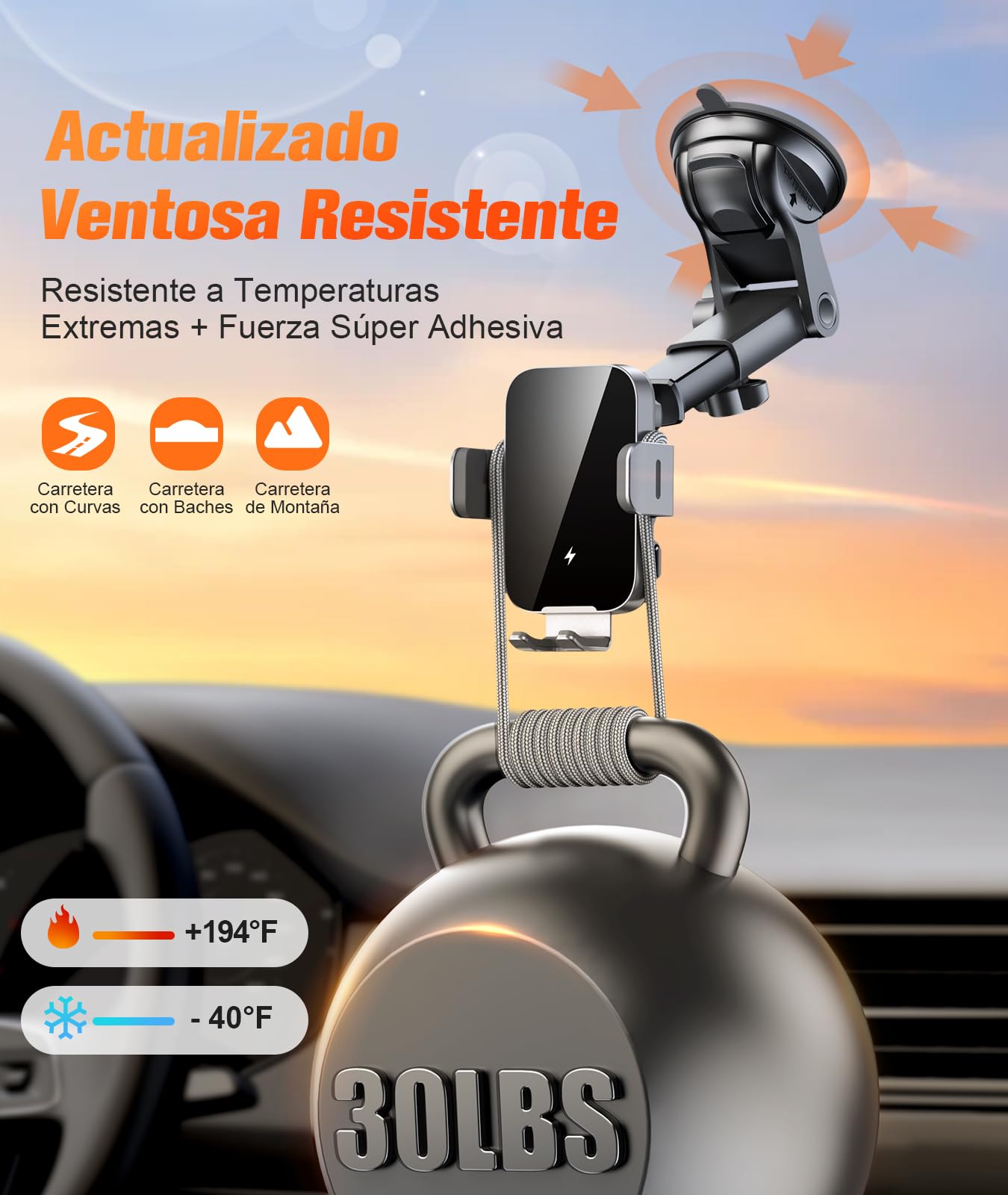 ISEYOU 15W Cargador Inalambrico Coche, [Sujeción Automático] Soporte Movil Coche Cargador Inalambrico, Wireless Car Charger con Ventosa y Clip de Ventilación, Compatible con iPhone 17/16/15/14, etc.