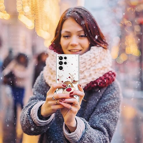 Miniatura 6 de 3 fundas navideñas para Galaxy S23 Ultra, paquete de 3 unidades, silicona suave, piel transparente, vacaciones, invierno, temporada de mujeres,