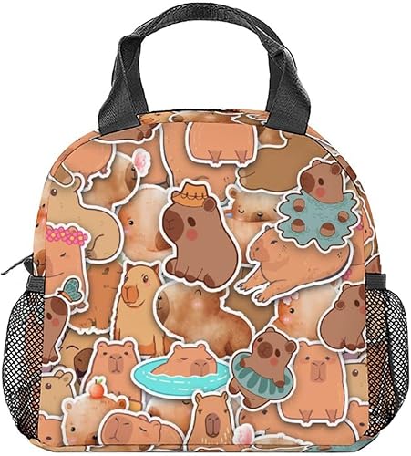 Capybara - Lonchera para niños, pequeñas bolsas de almuerzo aisladas, bonita lonchera reutilizable para mujeres, bolsas de almuerzo congelables