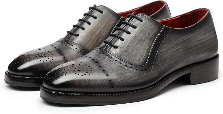حذاء Lethato Wingtip Brogue Oxford للرجال مصنوع يدويًا من الجلد الطبيعي برباط