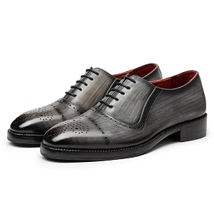 Lethato Wingtip Brogue Oxford Handcrafted Mens Genuine Leather Lace up Dress Shoes