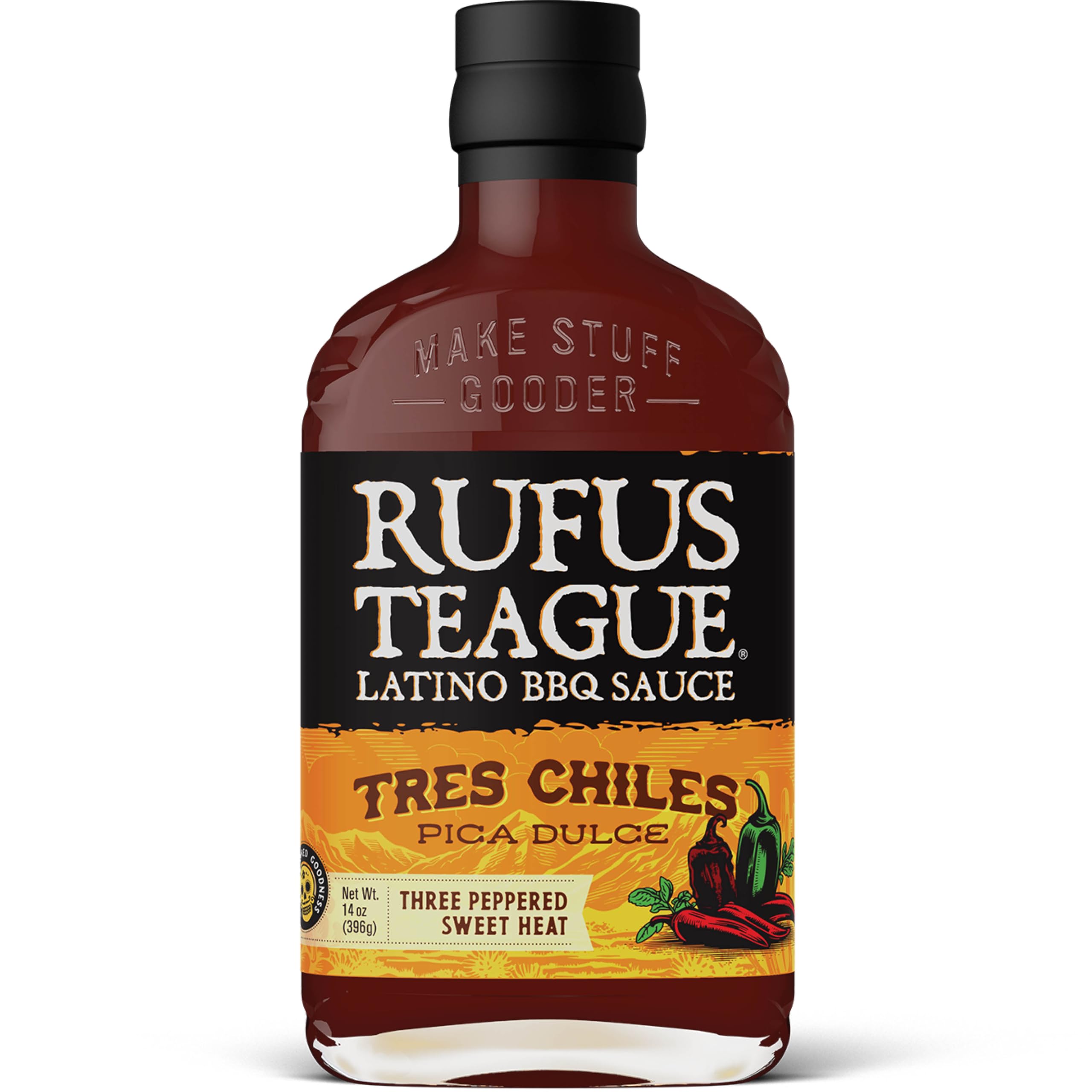 Rufus Teague Tres Chiles Pica Dulce BBQ Sauce with Sweet Heat, Premium Barbecue Sauces with Natural Ingredients, Award-Winning Bold Flavor,