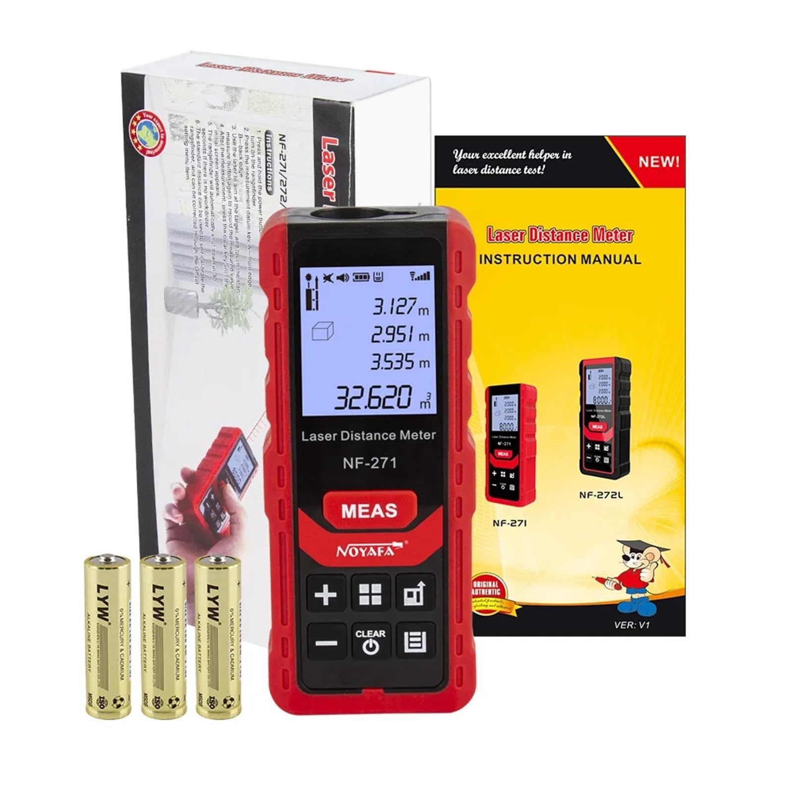 Laser Distance Meter 40M 80M Rangefinder Tape Range Finder Measure Device Digital Ruler Test Tool(NF-271-80m)