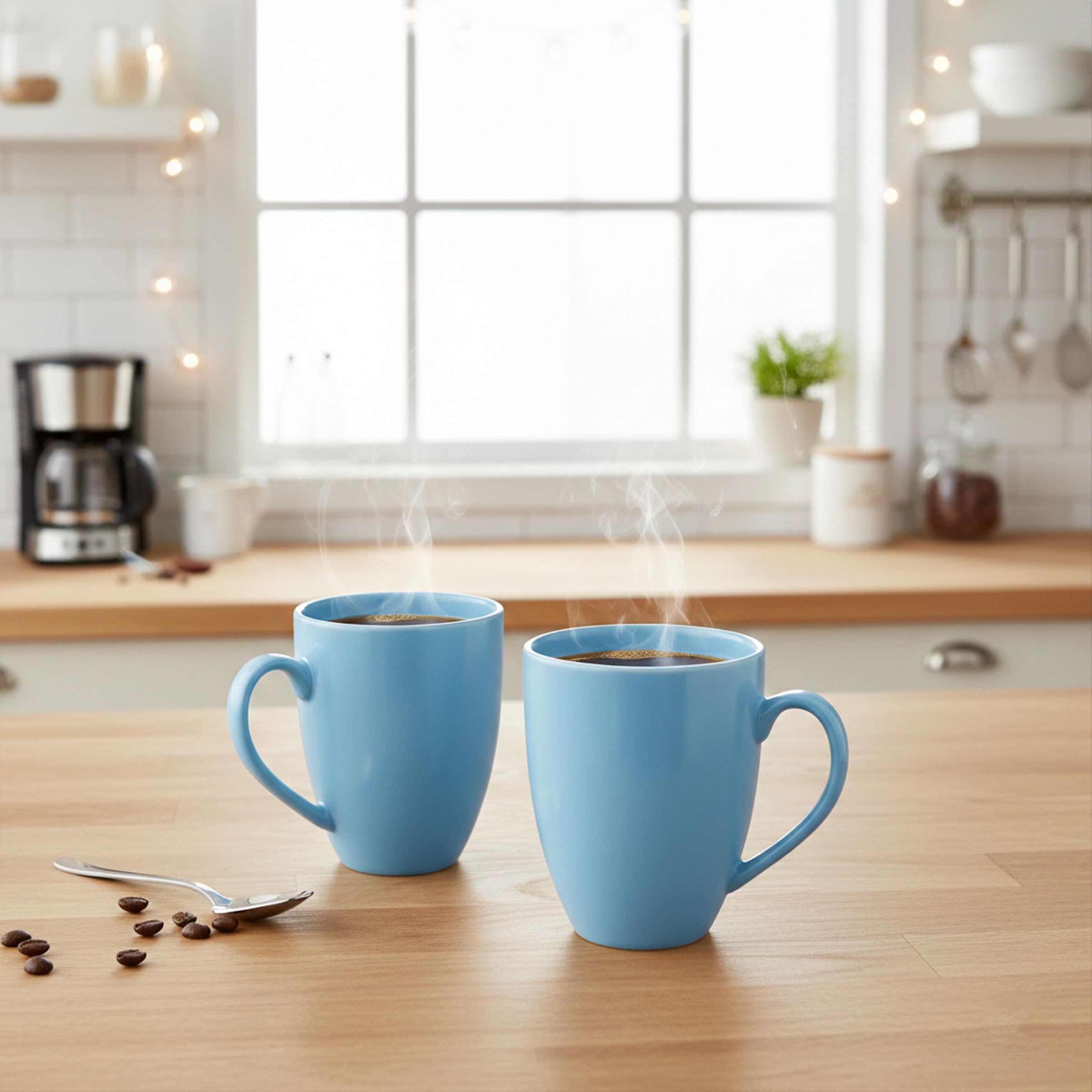 Gift Arcadia Ceramic Sky Blue Coral Coffee Mugs Set of 2| Handmade Ceramic Mug | Microwave Safe Ceramic Color Mugs for Tea Coffee | Hot & Cold Beverages Tea Cups | 330ml (Sky Blue)