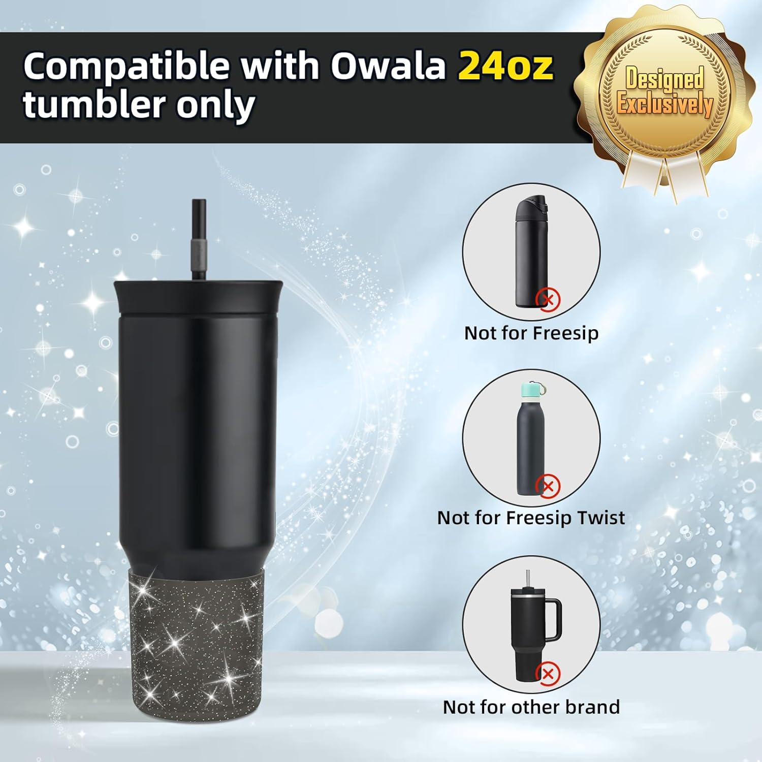 Silicone Boot Compatible with Owala 24oz/40oz Tumbler with Handle, Higher Anti-Slip Protective Sleeve Bottom Bumper Protector for Owalaa Travel Tumbler