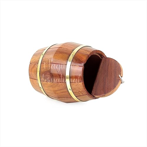 Miniatura 4 de Nagina International Banco de dinero de barril de madera náutica - Decoración pirata para el hogar