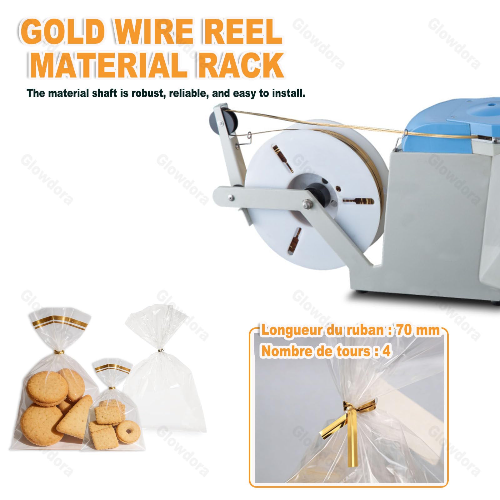 Macchina automatica per impacchettare, sigillatrice a spirale per alimenti, pane, fiori, artigianato, tenuta stretta a 4 cicli, diametro regolabile 0,1-1,2 mm, essenziale per supermercati