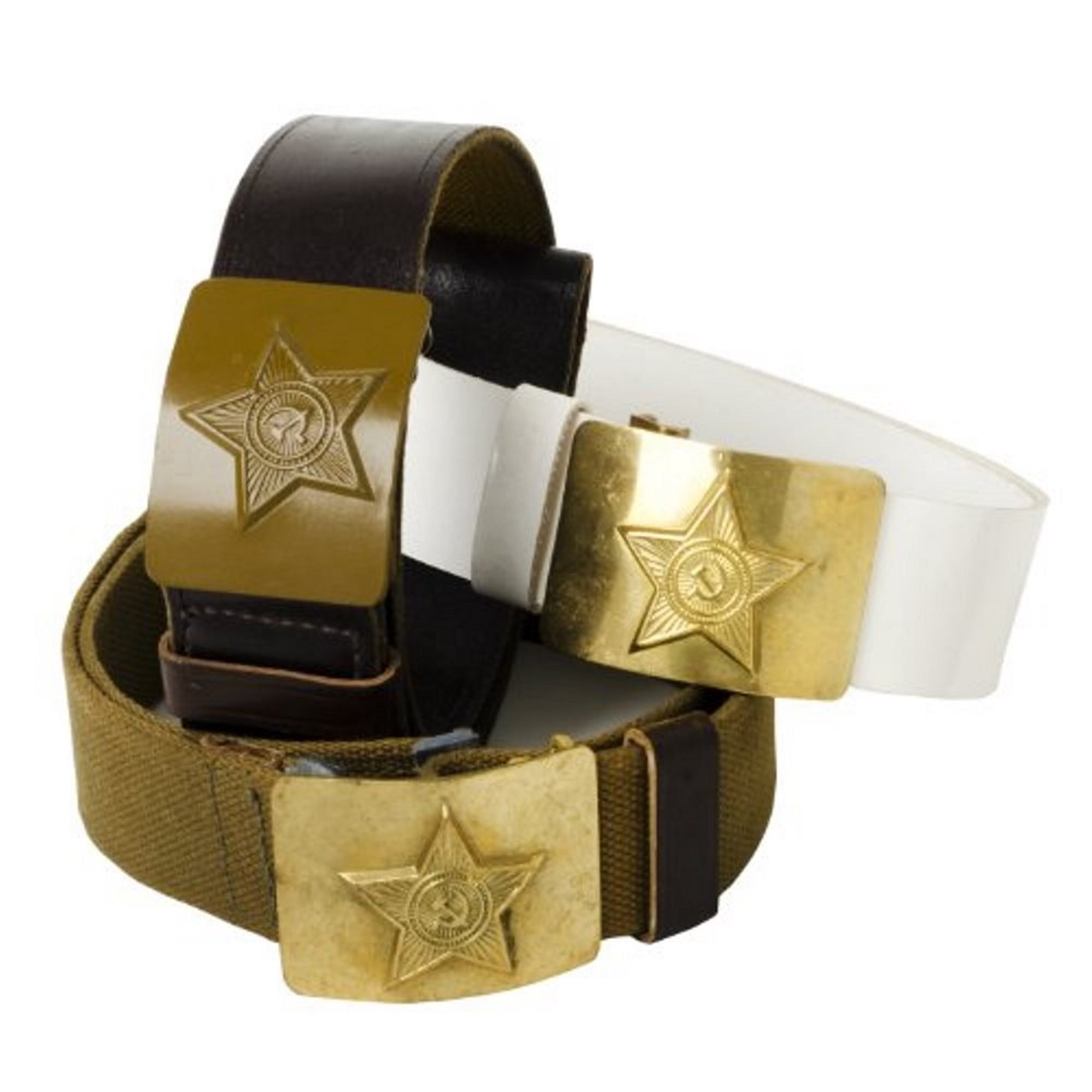 Russian Army Men's Brown Vintage Russian Issued Soviet Union Star Belt (Brown)