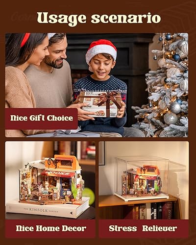 Miniatura 60 de Rowood Kit de casa en miniatura, kit de casa de muñecas en miniatura para adultos, kits de modelo para adultos para construir con LED, cumpleaños
