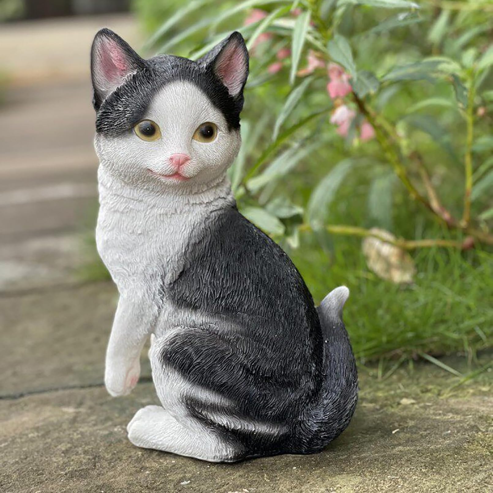 Figure da giardino e statue da giardino 30 x 20 x 15 cm decorazione da giardino esterna anti Tmall decorazione in bianco e nero figure di gatto scultura in resina regalo appassionati di gatti