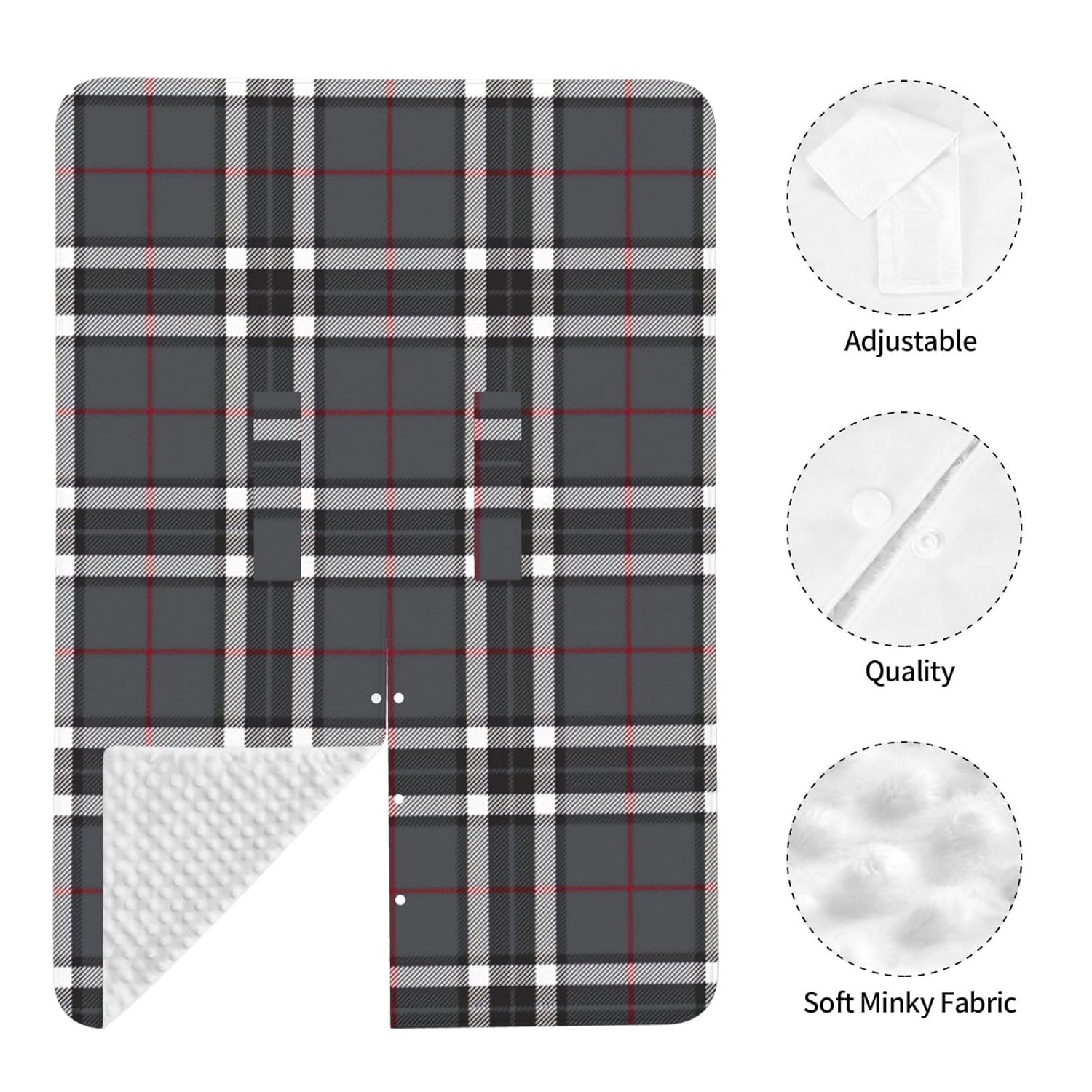 Gray-Tartan-Fabric-Textire-Illustration Baby Car Seat Cover & Breastfeeding Nursing Cover - Breathable Stretch Fabric Multi-Use Nursing Cover for Breastfeeding