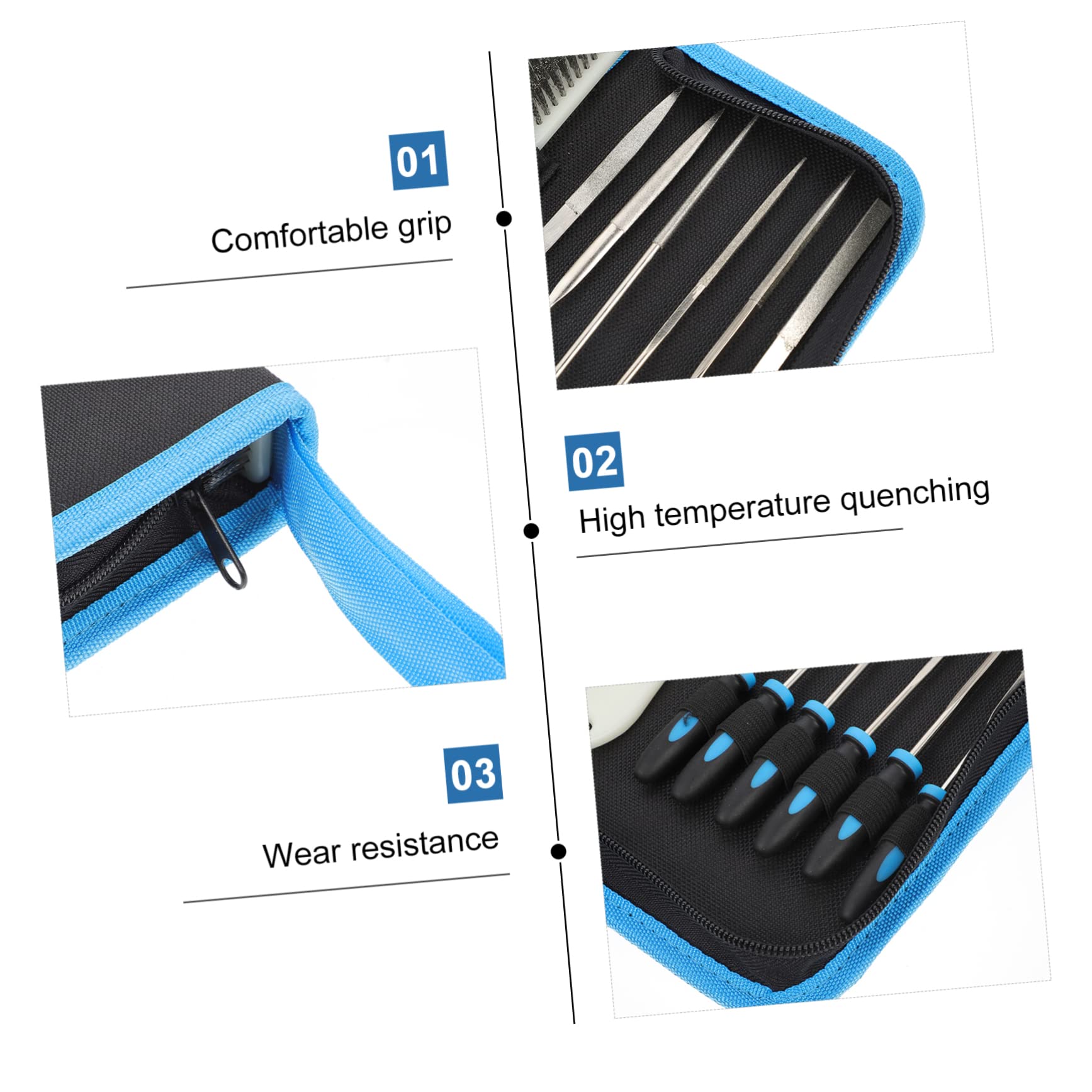 HOUDERCO 13pc Hand File Set Sturdy Steel Carving File for Woodworking Polishing Tool Set Brush Craftsmen Kit