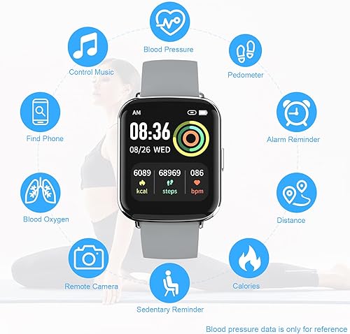 Miniatura 3 de Hadisala Reloj inteligente rastreador de fitness de 169 pulgadas para teléfonos Android iOS rastreador de actividad con monitor de frecuencia