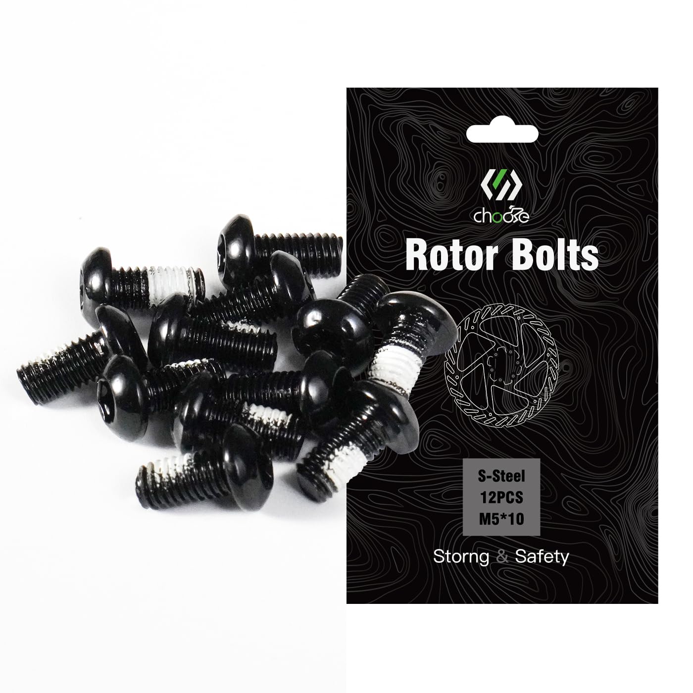 CNCLOL MTB Disc Rotor Bolts,M5x10mm Brake Rotor Screws,12Pcs Steel Rotor Bolts for Bike(red/blue/orange/green/Black/gold)