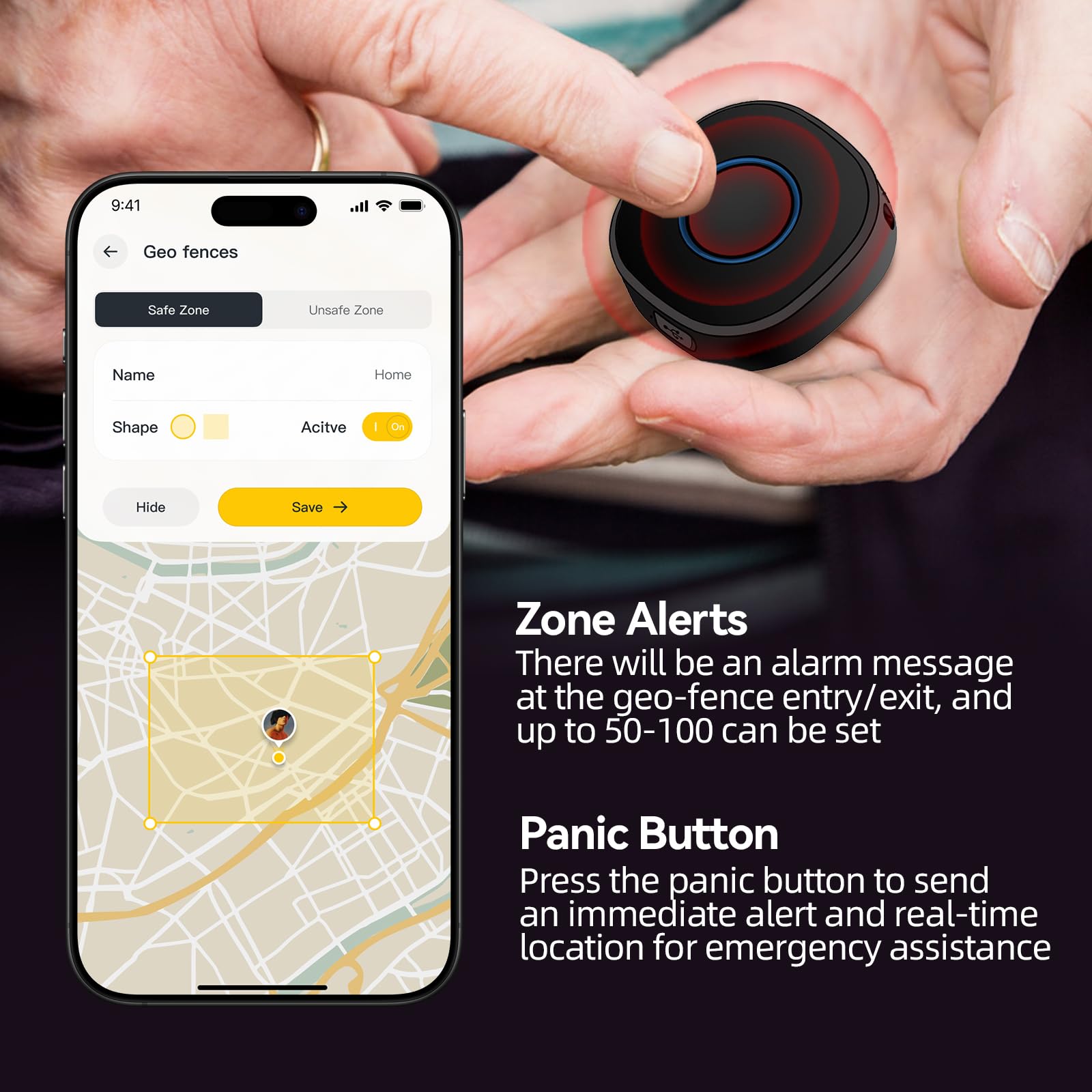 LNCOON Tracker GPS personale per bambini, anziani e cani, zaino mini localizzatore GPS portatile per auto con cinghia e clip per lo zaino, pulsante SOS richiesto abbonamento