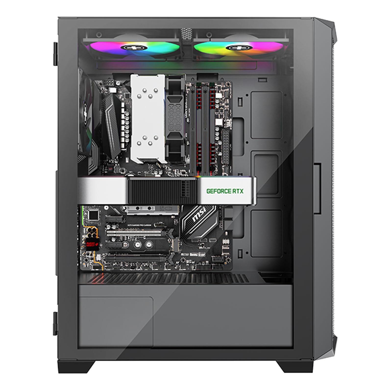 Xilence X613 XILENT Blade II Gaming PC Case, 3 x 120 mm ARGB Fans, ATX Midi Tower Case, Mesh Front Panel for Good Airflow and PWM/ARGB Control Board, pannello laterale in vetro senza viti, nero