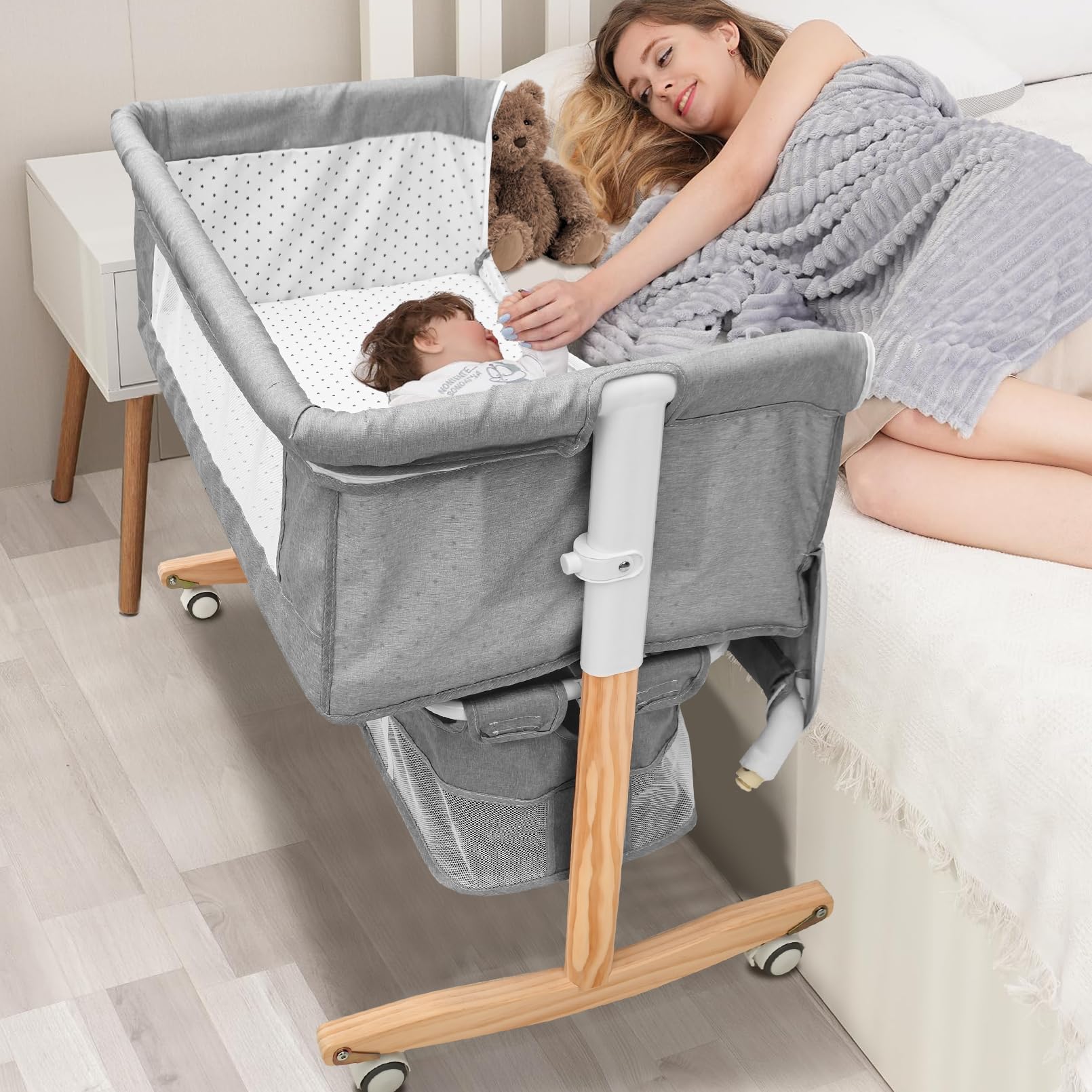 5IN1 ベビーベッド 折りたたみ 添い寝ベッド 木製 高さ5段調節可能 Amazon.co.jp: 2026新型 5IN1 ベビーベッド 折りたたみ 添い寝ベッド