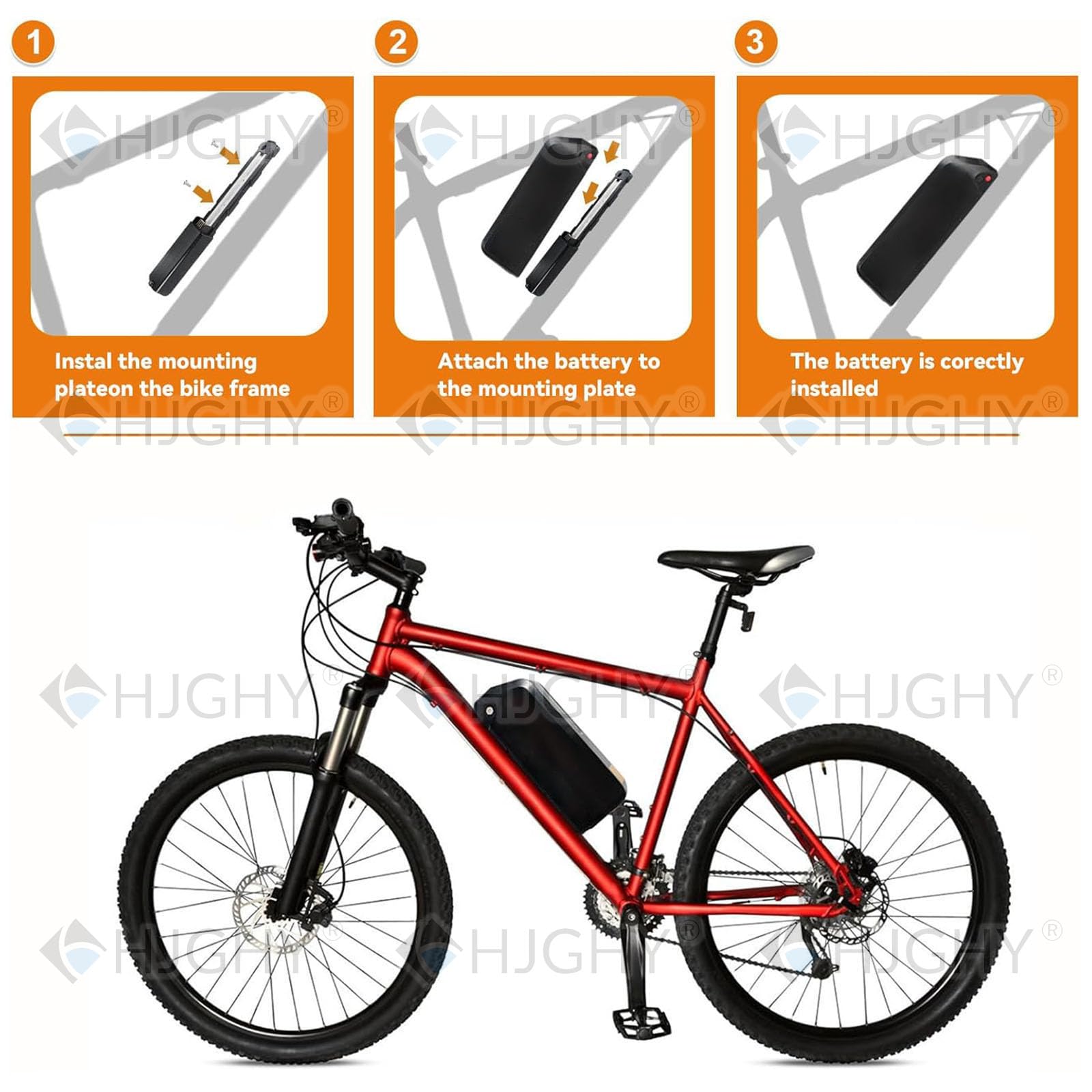 52V 48V 36V Lithium-Akkupack 10,4Ah 12Ah 15Ah 17,5Ah 20Ah 25Ah Unterrohrakku mit Ladegerät und Schalter für E-Bikes