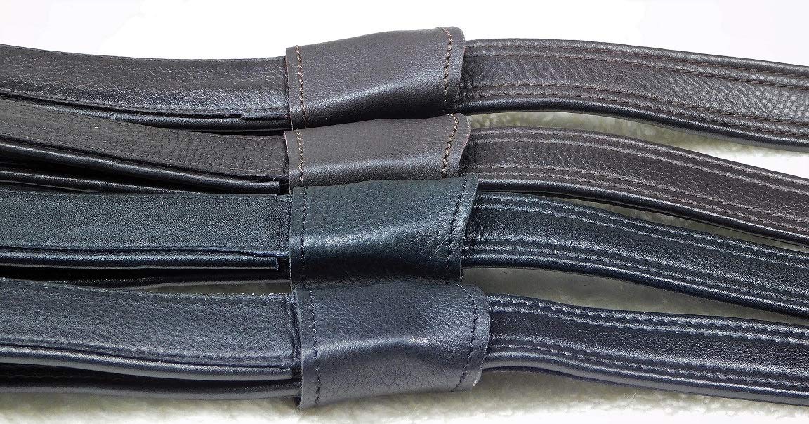 1 Paar Mono Steigbügelriemen Riemen Schwarz Braun Leder/Nylon Webbers 50-69 cm Tysons (Schwarz)