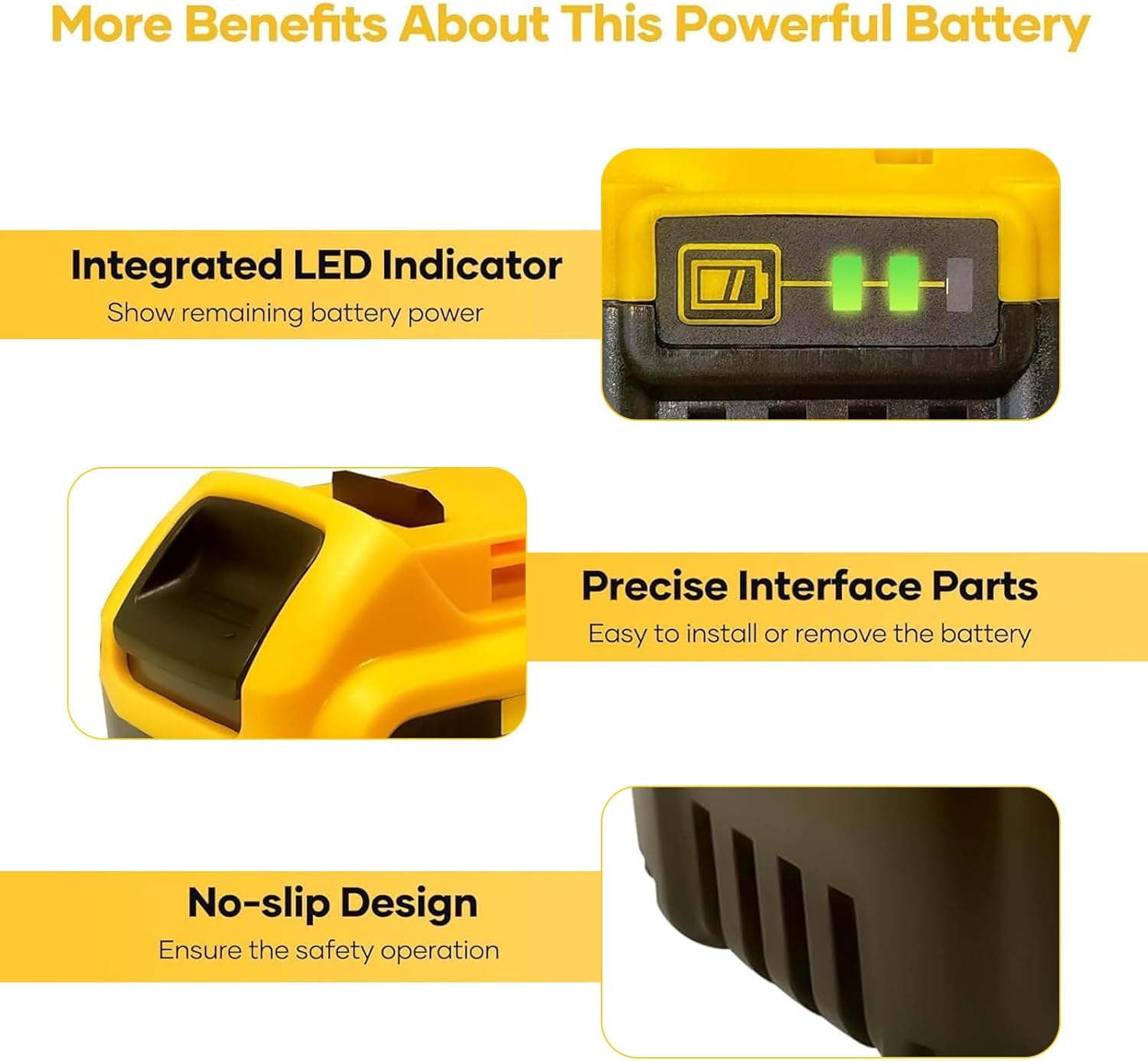 HHMM Replacement for Dewalt 20V Max Battery（2 Pack）: 5.0Ah Lithium Batteries Compatible with Dewalt Battery DCB180 DCB200 DCB204 DCB205 DCB206 DCB208