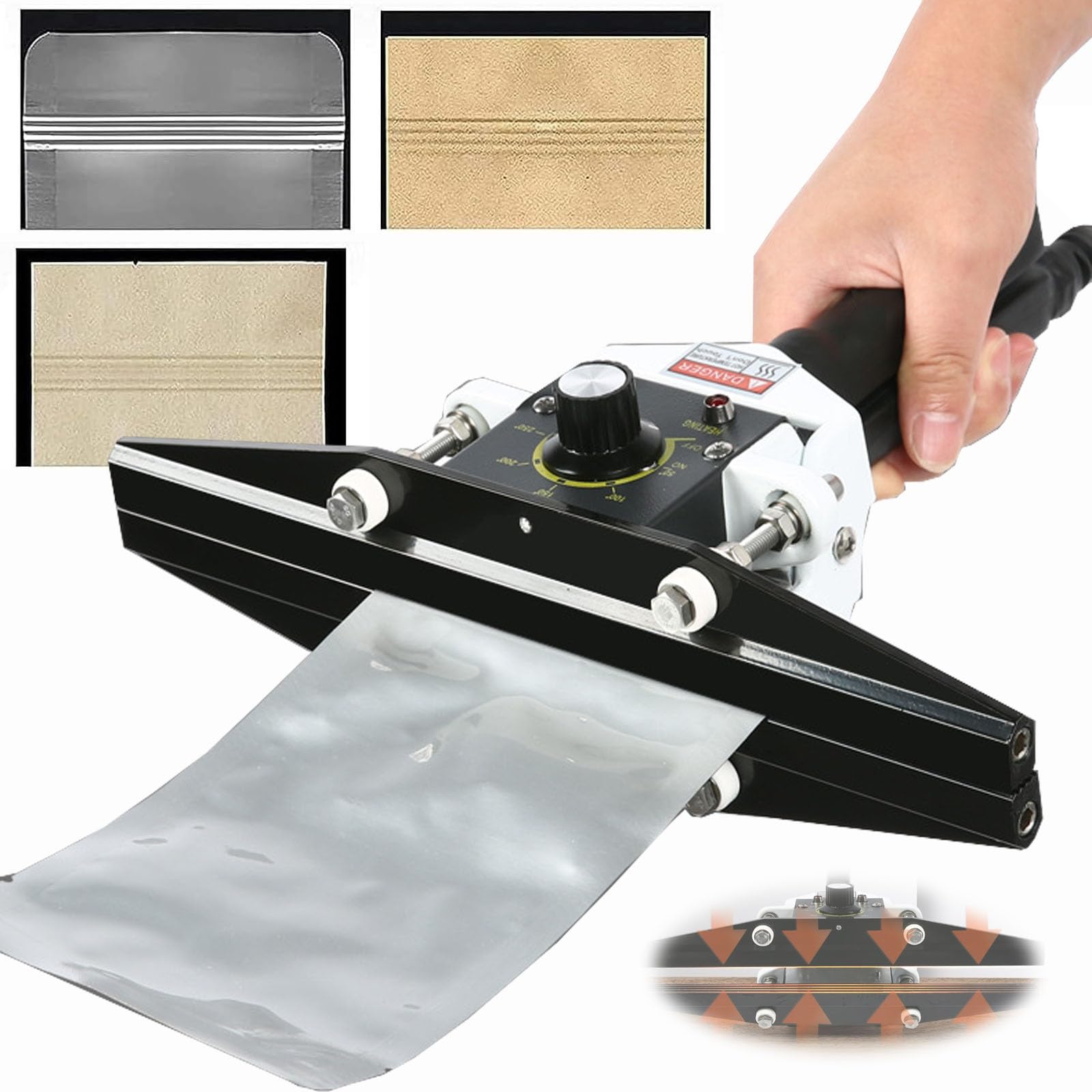 Sigillatrice A Crimpaggio Da 20/30/40cm (larghezza Di Saldatura 18m), Sigillatrice A Crimpaggio A Caldo + Maniglia Antiscivolo, Riscaldamento Uniforme Da 0 A 300℃, Per Sacchetti In Mylar(400 * 18MM)