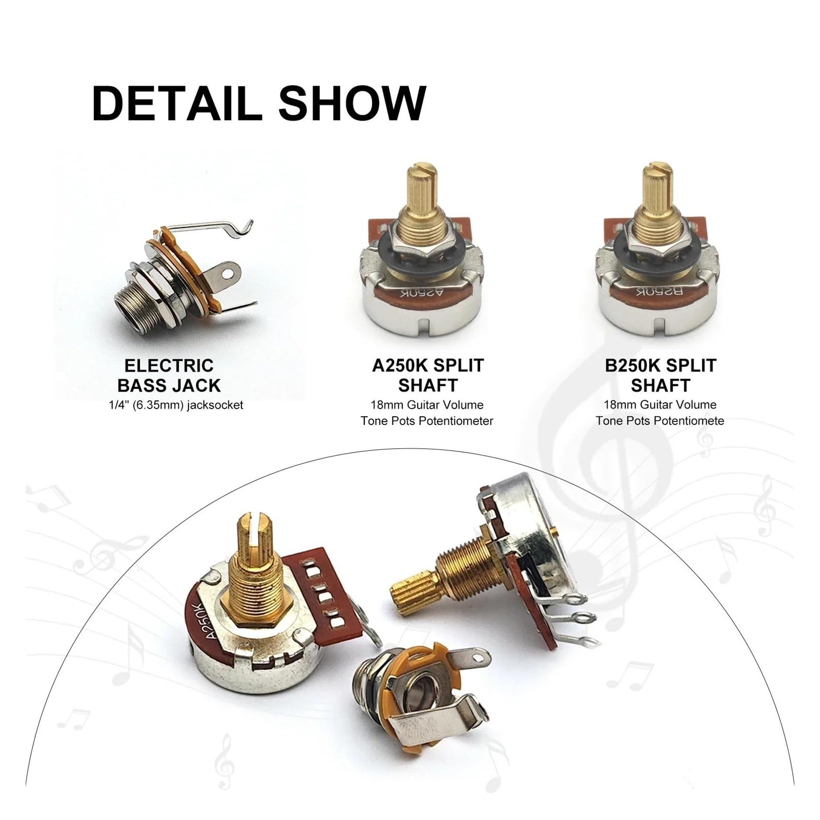 Kit de cableado de guitarra profesional con potenciómetro de 250 K